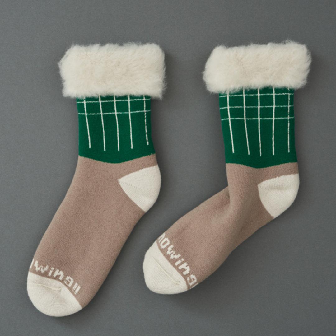 靴下 あったか レディース 通販 メンズ あったか靴下 ソックス もこもこソックス ルームソックス FLUFFY SOCKS フラッフィーソックス あったかソックス もこもこ 冬 秋冬 ふかふか クルーソックス レッグウエア レッグウェア FF07 ファッション小物 SNOWING/グリーン S-M(約22.5-25cm)