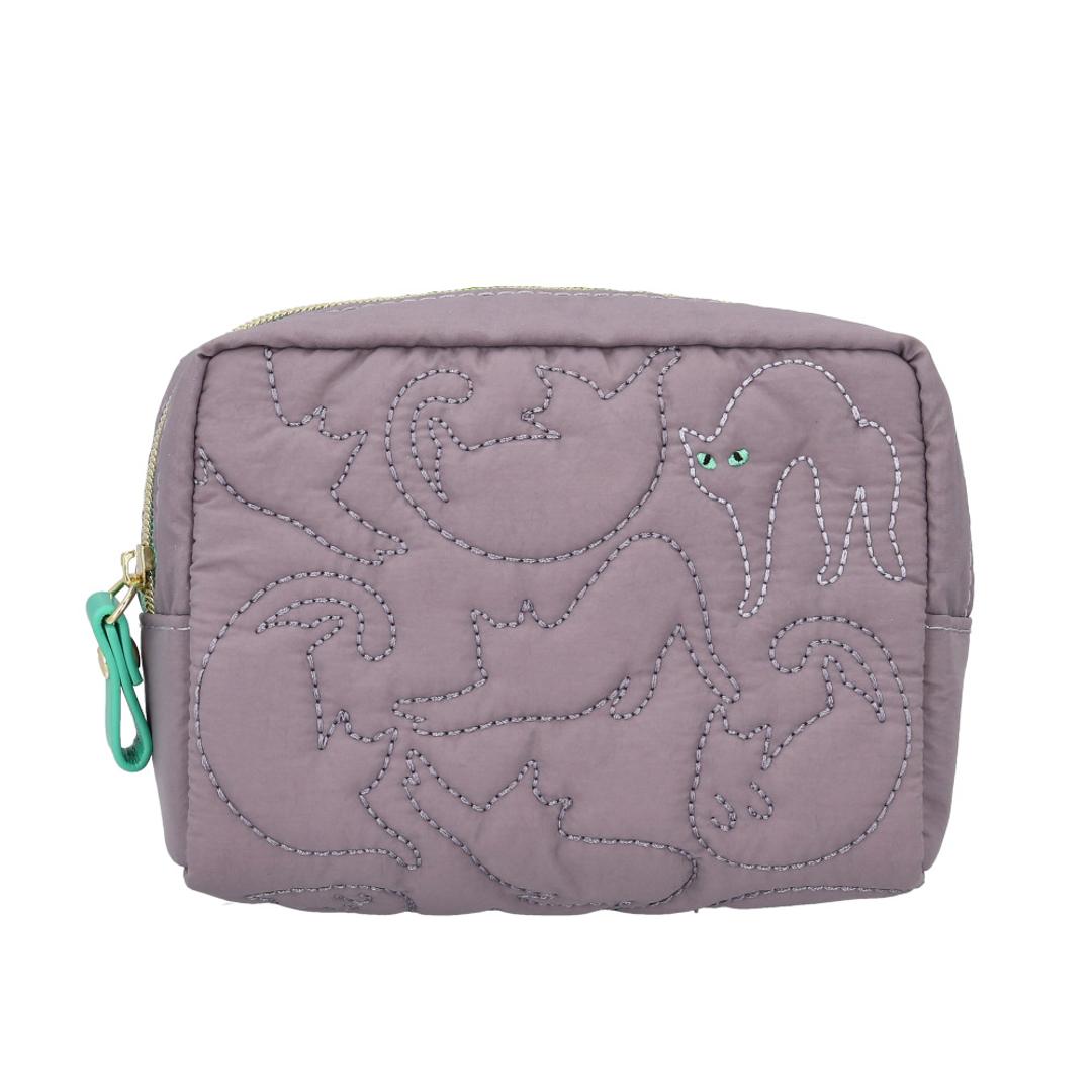キルティングポーチ ポーチ 通販 レディース かわいい 小物入れ 大容量 メイクポーチ 化粧ポーチ おしゃれ 収納 コスメポーチ アクセサリーポーチ 小物 旅行 整理 大人 通勤 通学 持ち歩き トラベルポーチ コスメ入れ コンパクト 小物収納 可愛い GPO0368/パープル.ネコ ・