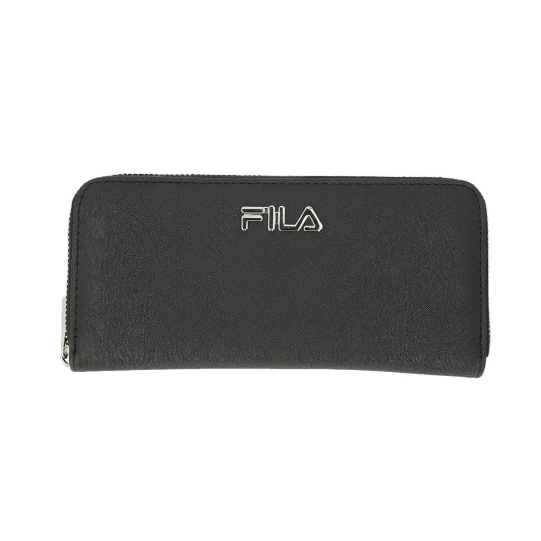 FILA フィラ 財布 通販 長財布 さいふ サイフ お財布 レディース メンズ 女の子 女性 男の子 男性 通学 通勤 ラウンドファスナー ブランド 合皮 おしゃれ シンプル かわいい 高校生 中学生 女子 男子 きれいめ 大人可愛い レディース財布 シンプルブローチBK ・