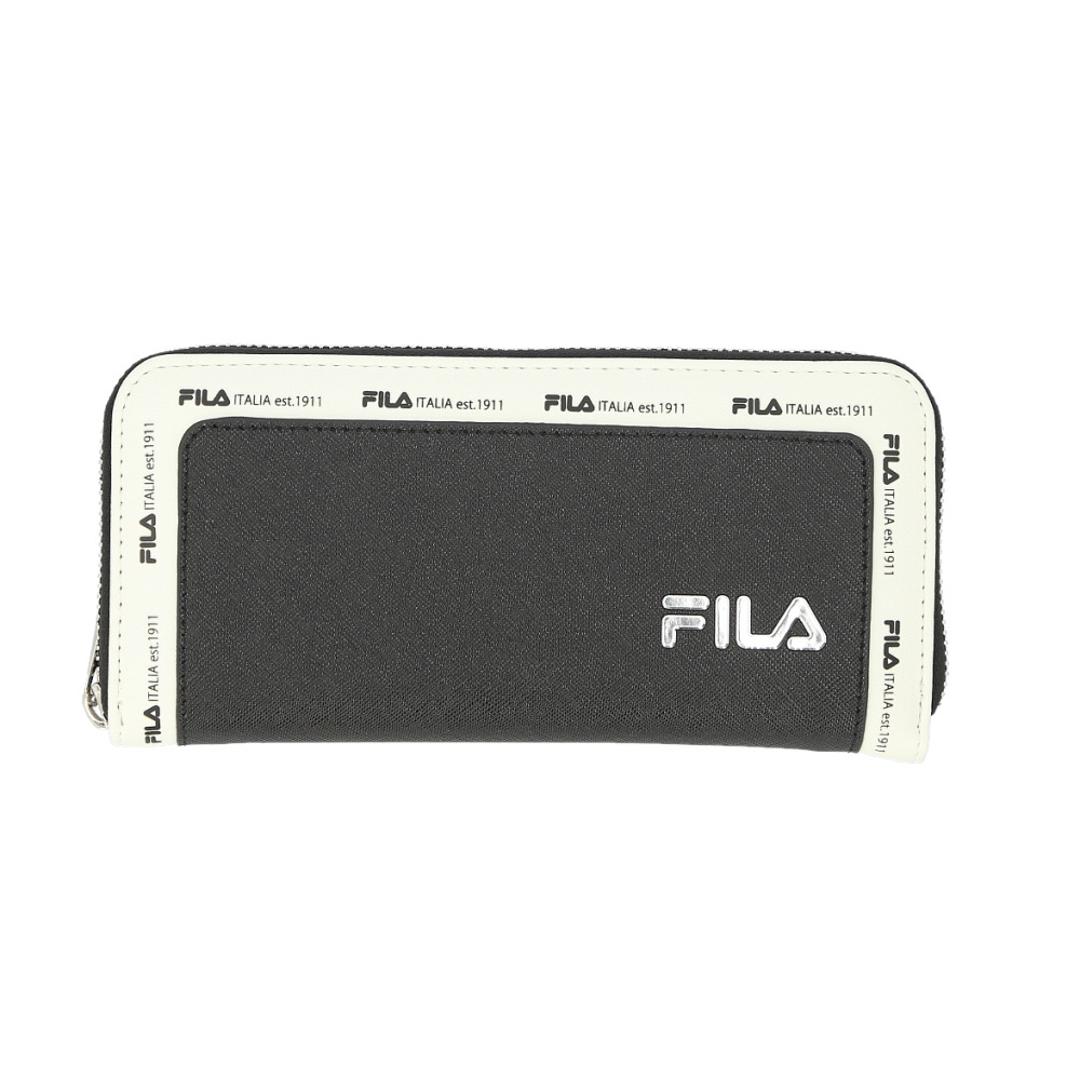 FILA フィラ 財布 通販 長財布 さいふ サイフ お財布 レディース メンズ 女の子 女性 男の子 男性 通学 通勤 ラウンドファスナー ブランド 合皮 おしゃれ シンプル かわいい 高校生 中学生 女子 男子 きれいめ 大人可愛い レディース財布 ロゴBK/WH ・