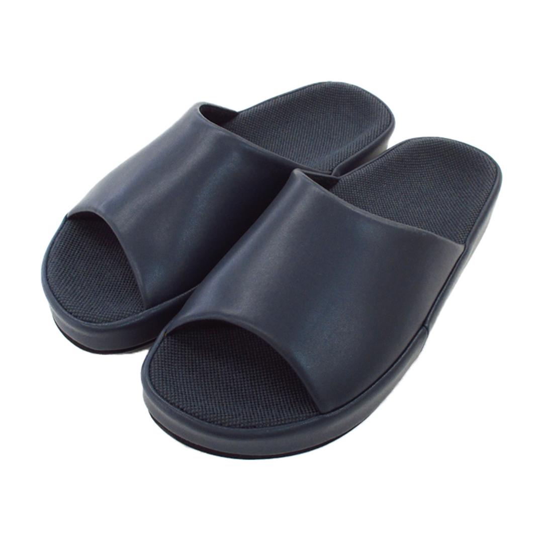 スリッパ 室内 おしゃれ 通販 日本製 フット快カラー 前あきスリッパ 前開きスリッパ ルームスリッパ ルームサンダル ルームシューズ 来客用 室内履き サンダル 社内履き オフィスサンダル おしゃれスリッパ オシャレスリッパ メンズ レディース インテリア ネイビー 23cm(適応サイズ22~22.5cm)