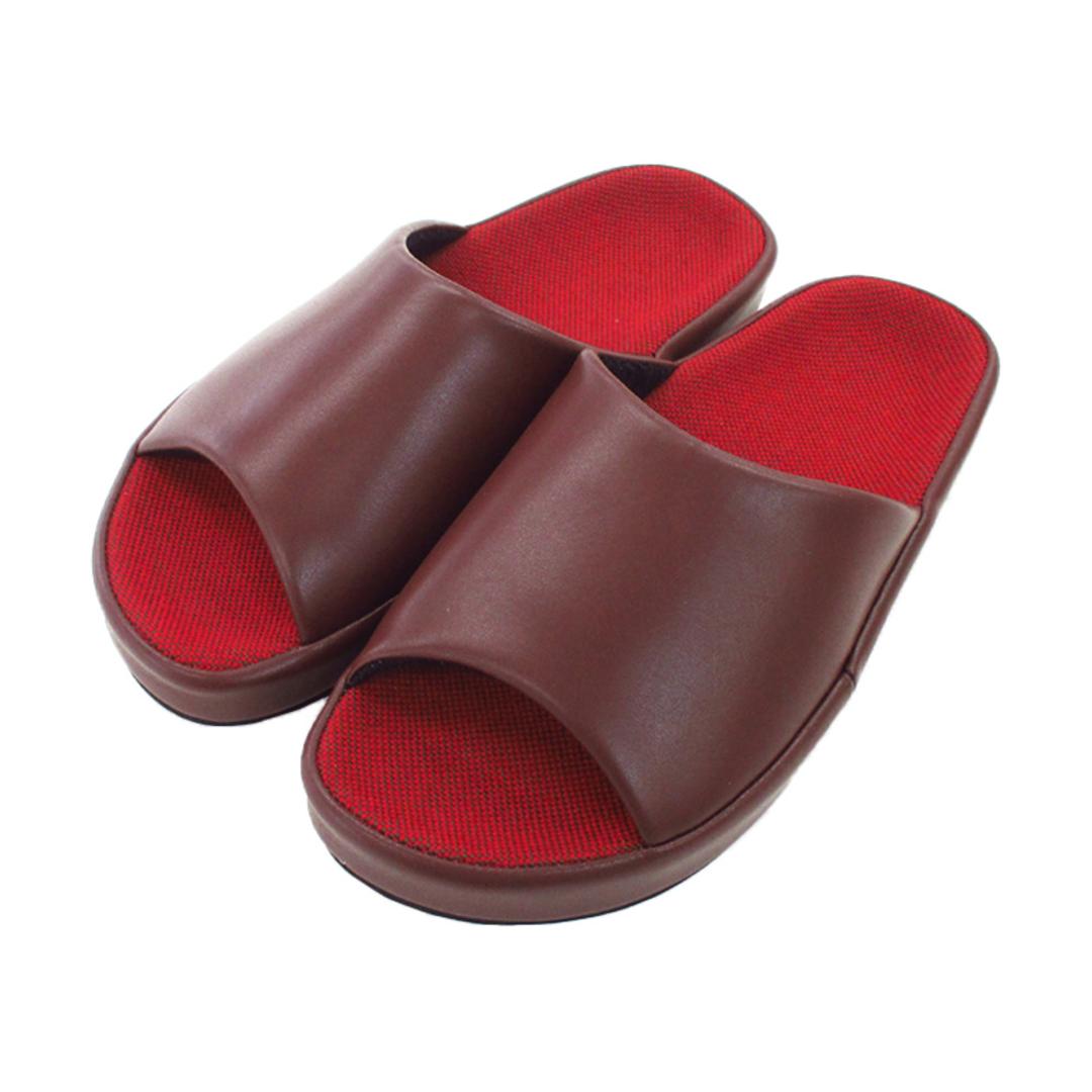スリッパ 室内 おしゃれ 通販 日本製 フット快カラー 前あきスリッパ 前開きスリッパ ルームスリッパ ルームサンダル ルームシューズ 来客用 室内履き サンダル 社内履き オフィスサンダル おしゃれスリッパ オシャレスリッパ メンズ レディース インテリア レッド 23cm(適応サイズ22~22.5cm)