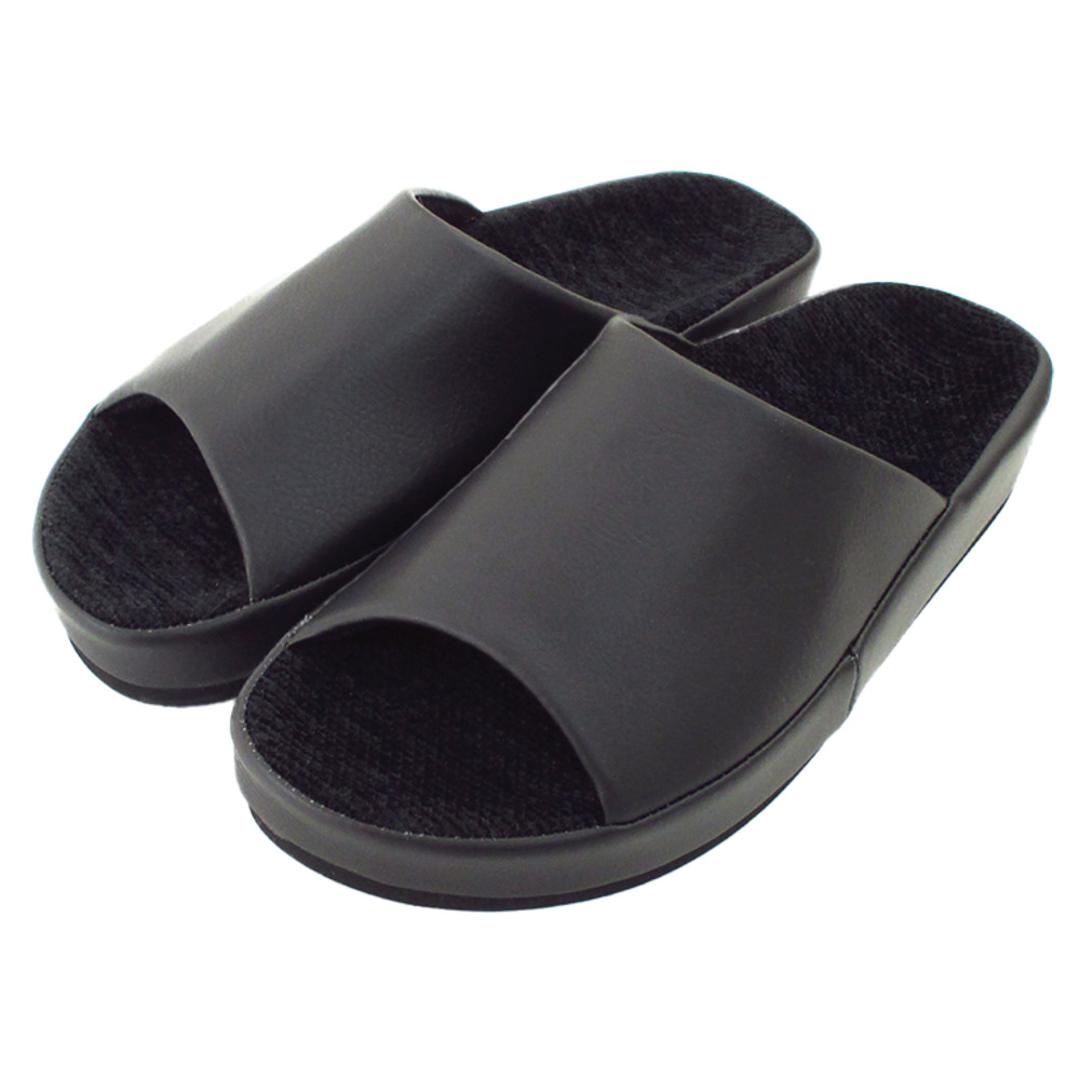 スリッパ 室内 おしゃれ 通販 日本製 フット快カラー 28cm 前あきスリッパ 前開きスリッパ ルームスリッパ ルームサンダル ルームシューズ 来客用 室内履き サンダル 社内履き オフィスサンダル おしゃれスリッパ メンズ 大きいサイズ 大きめ オクムラ シャドーブラック 適応サイズ27~27.5cm