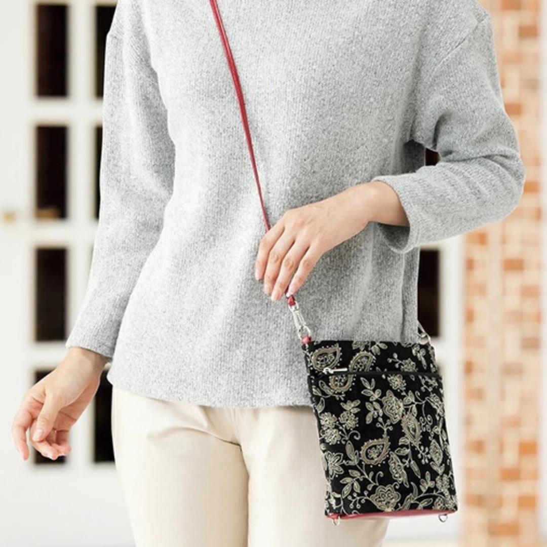 ショルダーバッグ 2way レディース 954144 通販 ショルダーバック ショルダー 肩掛け ななめ掛け 斜めかけ トート 手提げ トートバッグ トートバック 柄 おしゃれ 京都三昌 ペイズリー ギフト プレゼント 贈り物 レディースファッション ショルダーバッグ/ブラック ・