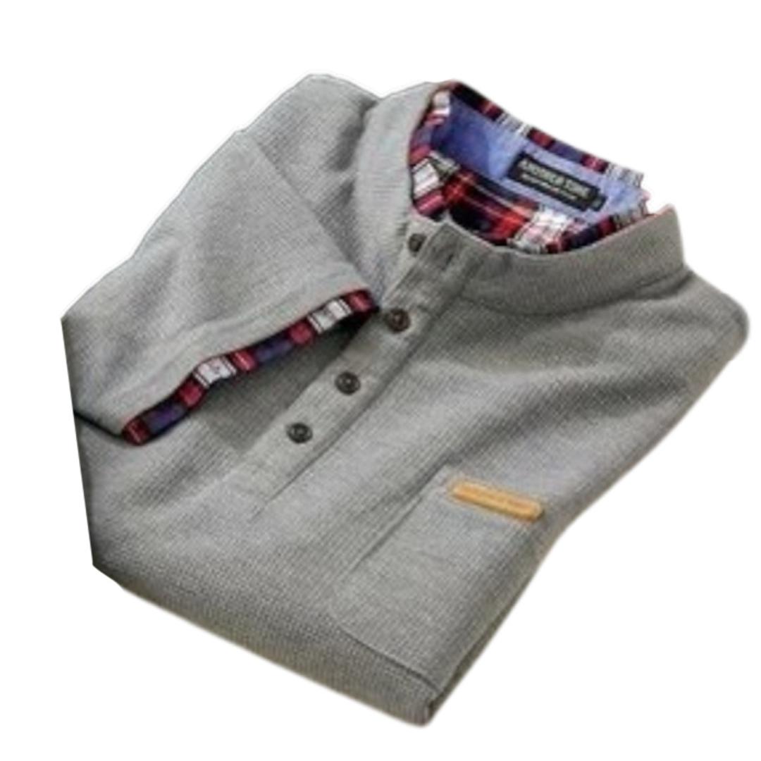 トレーナー メンズ 通販 半袖トレーナー 衿トレーナー 半袖 男性 紳士 トップス カジュアル シンプル 無地 おしゃれ 重ね着風 快適 通気性 メンズファッション 普段着 大人 紳士服 敬老 父の日 プレゼント ギフト グレー Sサイズ