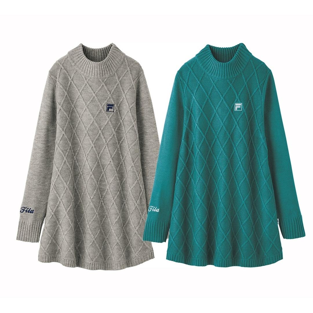 FILA フィラ チュニック ニット レディース 2色組 961330 通販 ニットチュニック レディースチュニック 長袖 ダイヤ柄 きれいめ 上品 シンプル カジュアル 大人 女性 女性用 秋 冬 春 通勤 通学 トップス おしゃれ オシャレ 2色組 Mサイズ