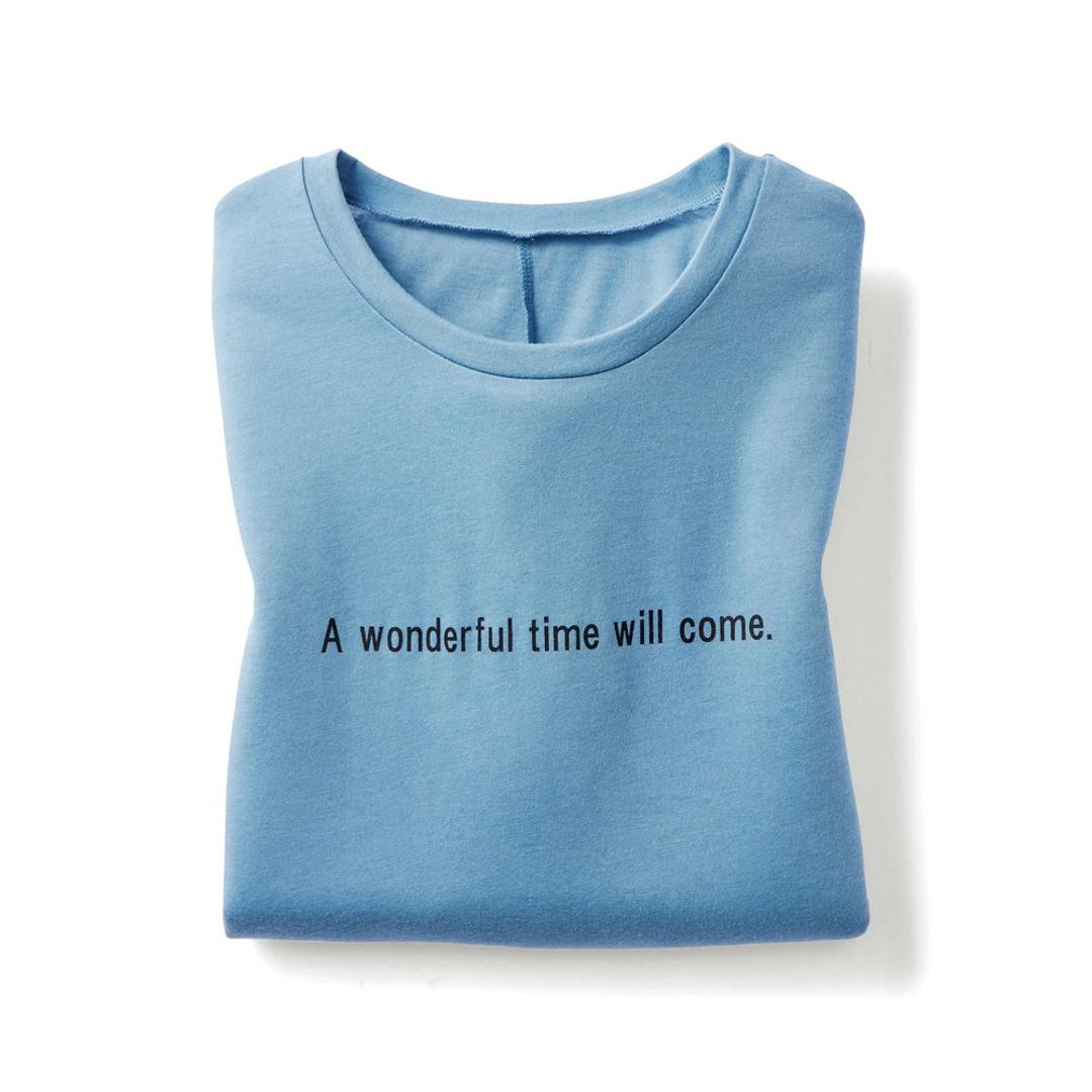 tシャツ レディース 半袖 通販 ロゴTシャツ 半袖Tシャツ レディースTシャツ トップス おしゃれ かわいい 女性 大人 カジュアル シンプル スリット 快適 通気性 レディースファッション カットソー アウトドア キャンプ プレゼント ギフト ブルー Mサイズ