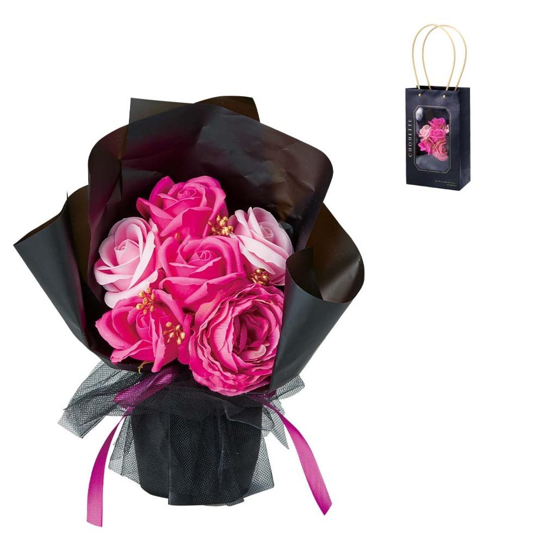 ソープフラワー ブーケ 手提げバッグ付き 通販 ソープフラワーブーケ 花束 花 フラワー フラワーギフト ソープ お花 ギフト 贈り物 香り 香り付き 手提げ付き かわいい 可愛い 観賞用 おしゃれ オシャレ お祝い インテリア 雑貨 ブラックピンク ・