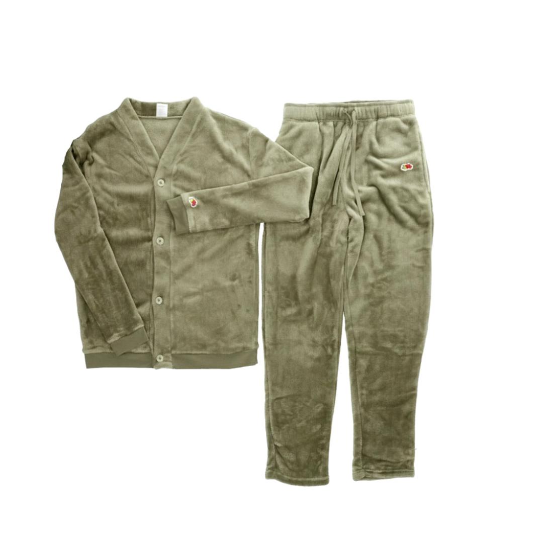 フルーツオブザルーム ルームウェア 通販 FRUIT OF THE LOOM 上下セット セットアップ ボア上下 カーディガン 長袖 ロングパンツ パンツ あたたかい レディース メンズ おしゃれ かわいい パジャマ 部屋着 男女兼用 リラックス ギフト 35.カーキ Sサイズ