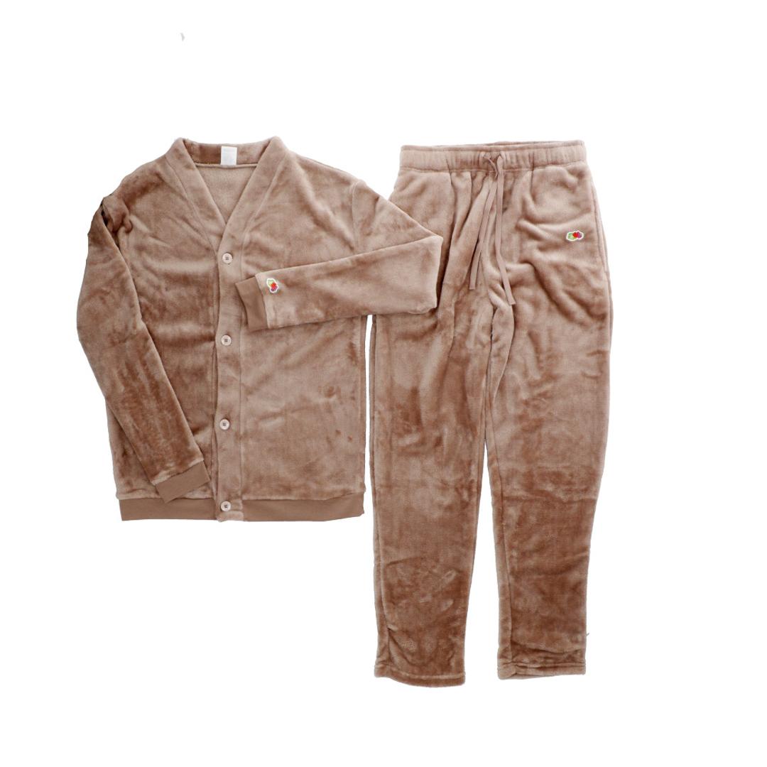 フルーツオブザルーム ルームウェア 通販 FRUIT OF THE LOOM 上下セット セットアップ ボア上下 カーディガン 長袖 ロングパンツ パンツ あたたかい レディース メンズ おしゃれ かわいい パジャマ 部屋着 男女兼用 リラックス ギフト 70.ブラウン Sサイズ