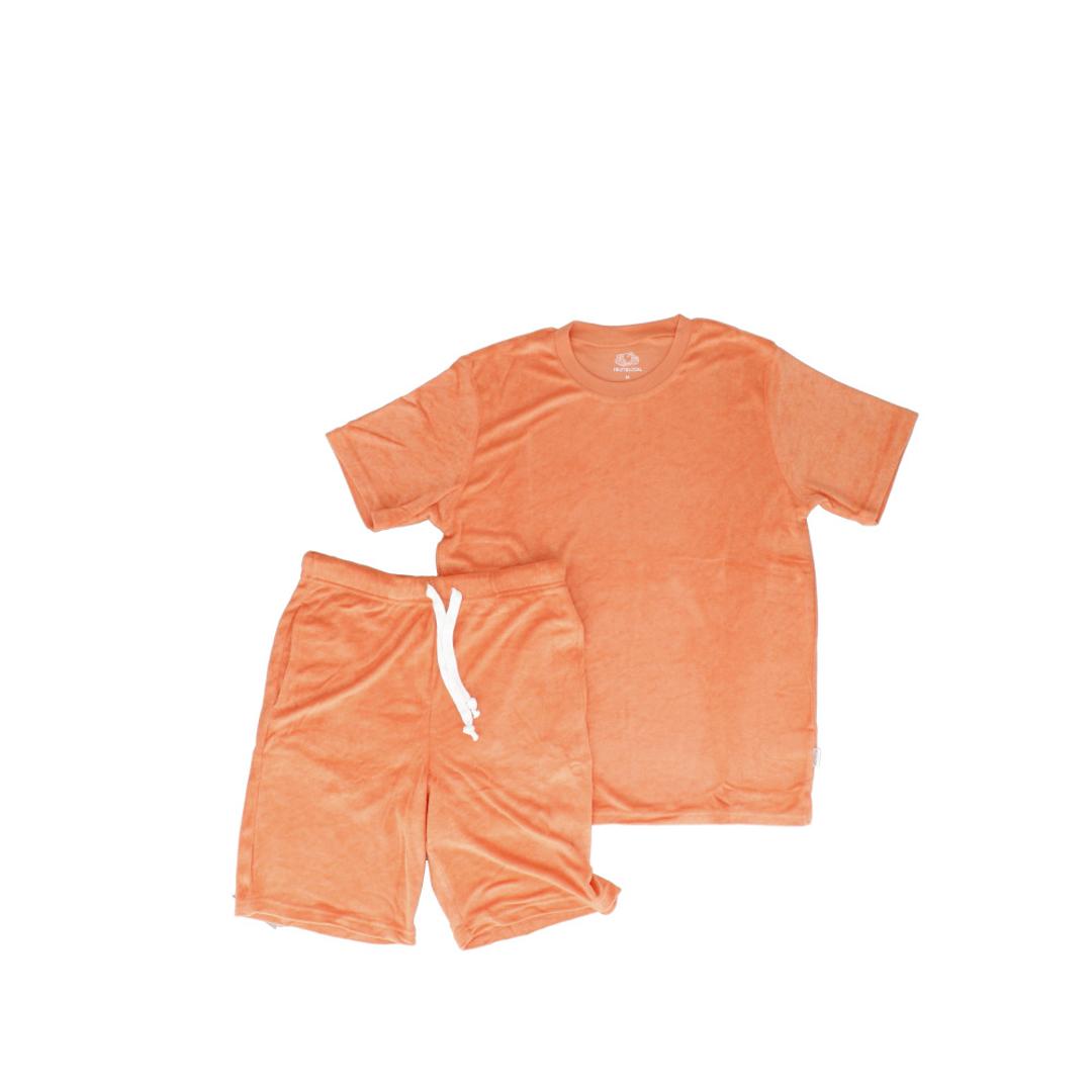 フルーツオブザルーム ルームウェア 通販 FRUIT OF THE LOOM セットアップ 上下セット 半袖 パイルルームウェア ショートパンツ レディース メンズ おしゃれ かわいい 部屋着 リラックス パジャマ シンプル 無地 男女兼用 ギフト 贈り物 25.オレンジ Mサイズ