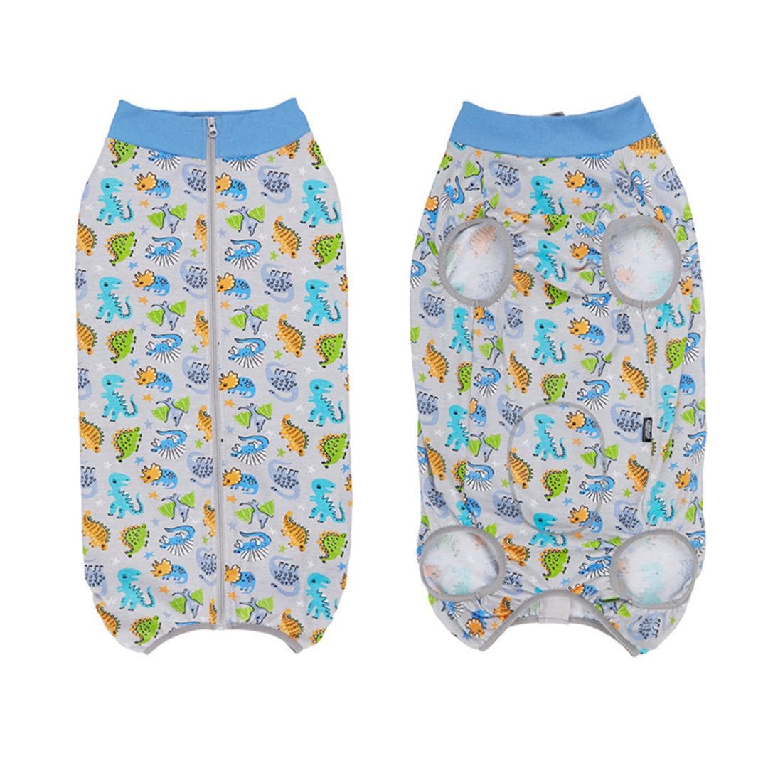 術後服 犬 通販 大型犬 術後ウェア 前後足 イヌ術後服 袖なし 傷口保護 傷舐め防止 避妊 去勢 けが ドッグウェア 術後着 通気性 術後カバー服 介護服 男女用 犬の服 かわいい 可愛い おしゃれ オシャレ シンプル パジャマ ペット用品 キョウリュウ×ブルー 【即日発送】26