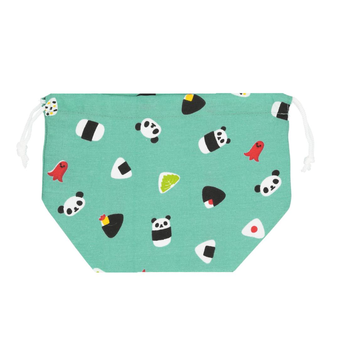 給食袋 女の子 通販 マチ有り 巾着 ポーチ パンダ ネームタグ ネーム 袋 きんちゃく 不織布バッグ アシストバッグ 補助バッグ 子供 かわいい 男の子 キッズ 幼稚園 保育園 小学生 入園 園児 入学 グッズ 弁当箱 給 おむすびパンダグリーン ・