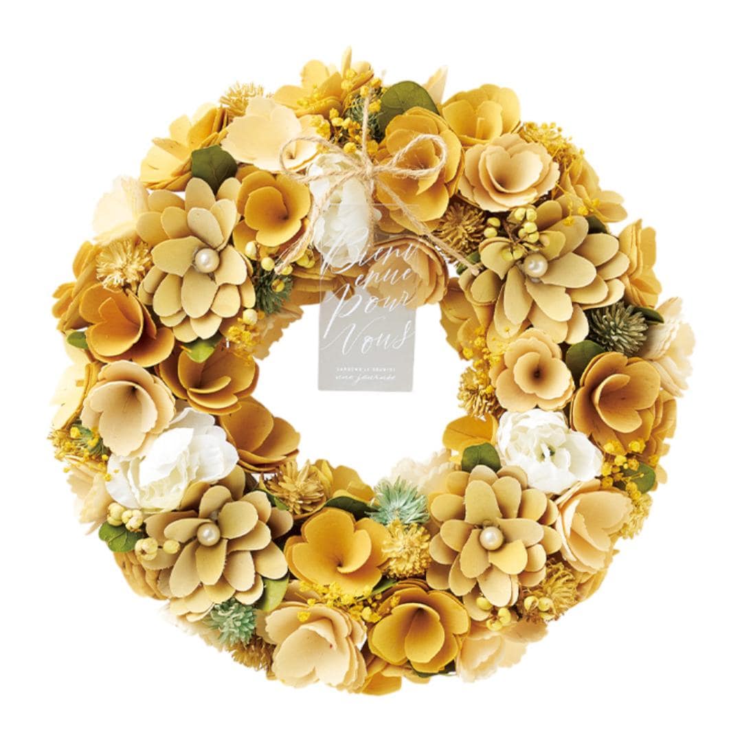 ナチュラルリース L 楽天 ブリザードフラワー フラワーアレンジメント 箱入り 造花 ギフト おしゃれ フラワーギフト 玄関 リビング 玄関飾り かわいい 可愛い インテリア 雑貨 オシャレ オールシーズン 母の日 ギフト お祝い レモンクリーム ・