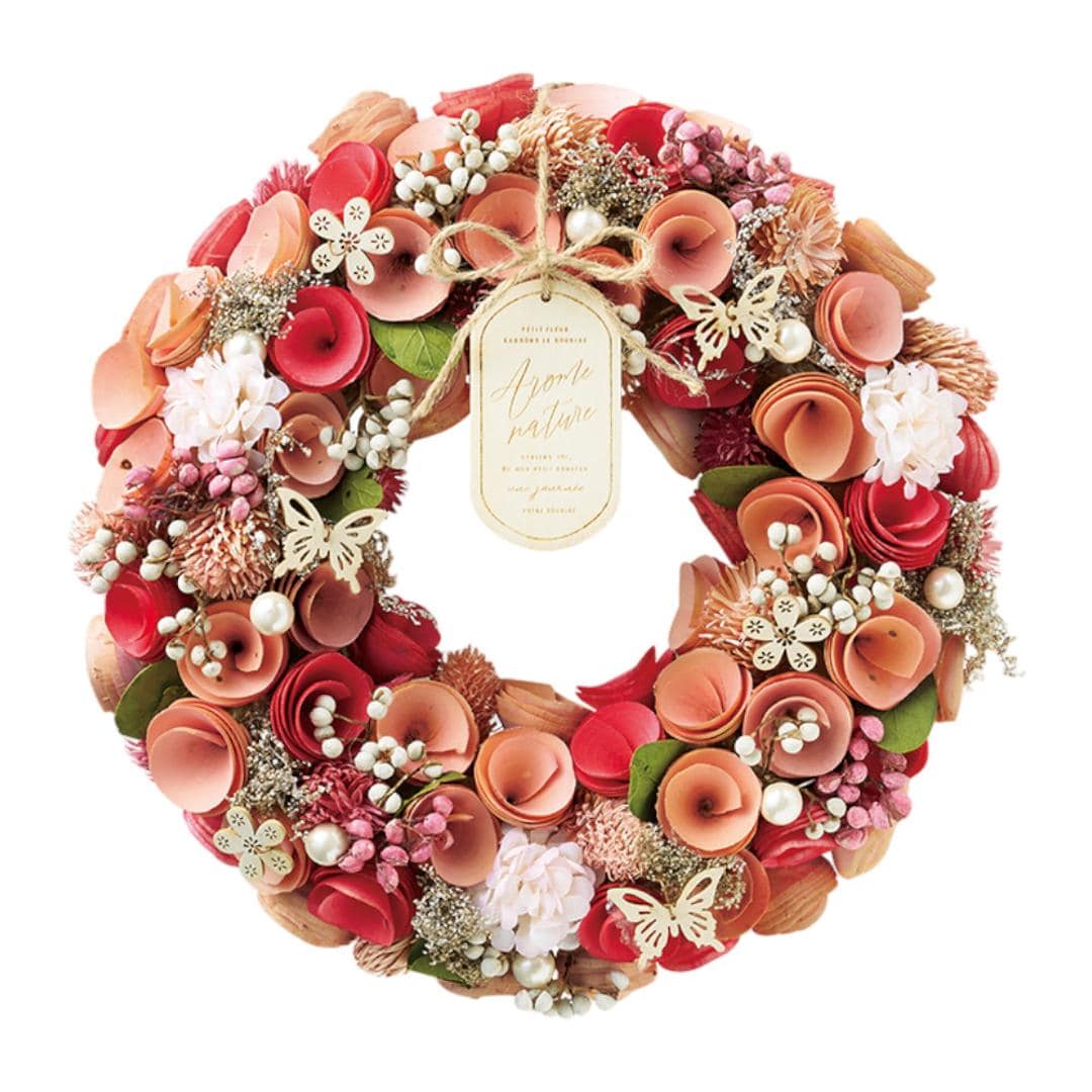 ナチュラルリース L 楽天 ブリザードフラワー フラワーアレンジメント 箱入り 造花 ギフト おしゃれ フラワーギフト 玄関 リビング 玄関飾り かわいい 可愛い インテリア 雑貨 オシャレ オールシーズン 母の日 ギフト お祝い スタンダードピンク2 ・