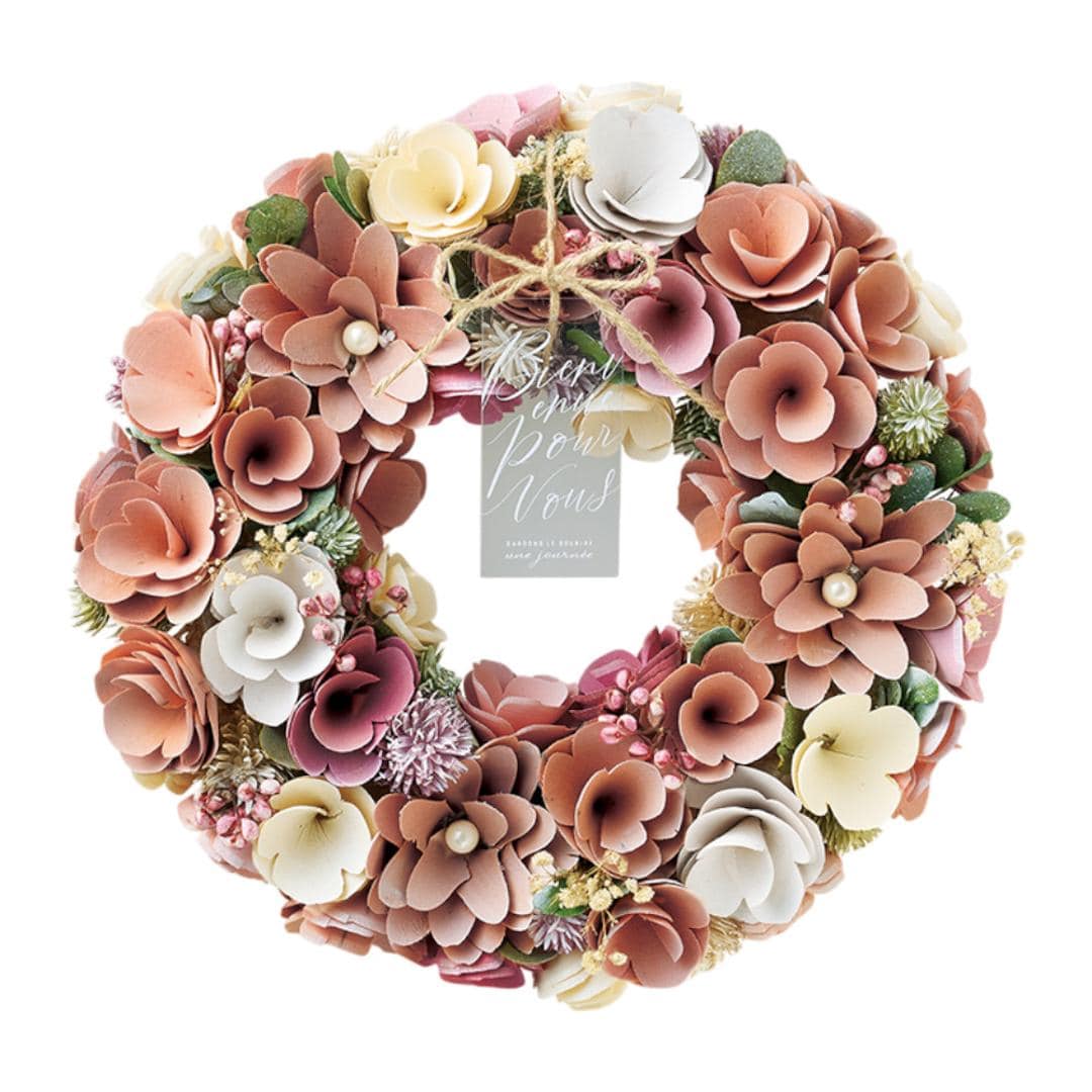 ナチュラルリース L 楽天 ブリザードフラワー フラワーアレンジメント 箱入り 造花 ギフト おしゃれ フラワーギフト 玄関 リビング 玄関飾り かわいい 可愛い インテリア 雑貨 オシャレ オールシーズン 母の日 ギフト お祝い ストロベリーミルク ・