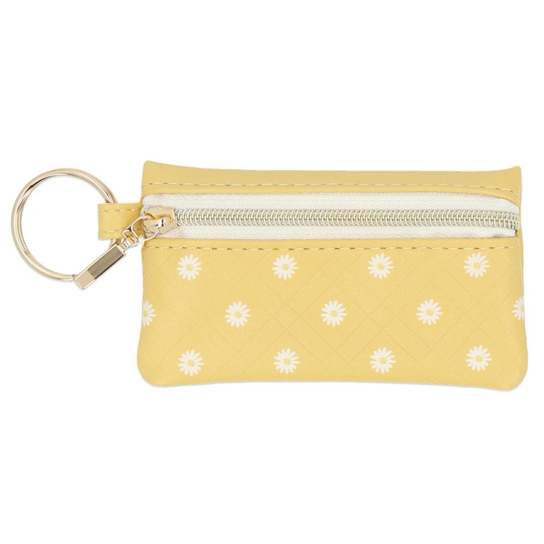 スマートキーケース 通販 レディース かわいい おしゃれ 窓付き キーケース カー用品 車用品 キーポーチ 鍵ケース 小物入れ ポーチ クリア窓付き プレゼント ギフト フラワーリング 女性用 ケース GKP0020.イエロー ・