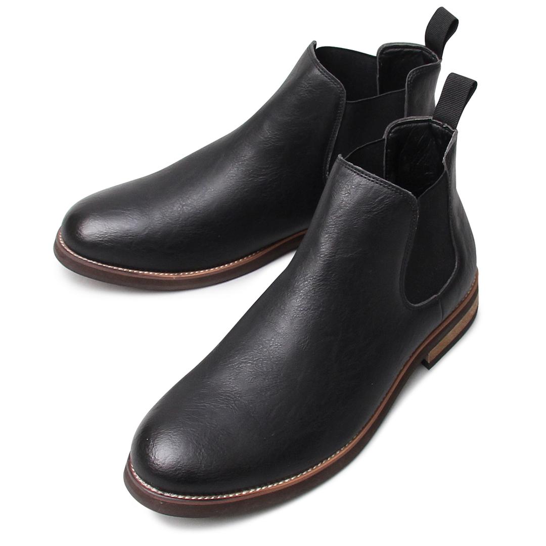 glabella グラベラ ブーツ 通販 サイドゴアブーツ チェルシーブーツ ショートブーツ 革靴 レザーブーツ サイドゴア ショート ラウンドトゥ チェルシー レザー 革 上品 カジュアル シンプル 靴 BLACK 【即日発送】S(25-25.5cm)