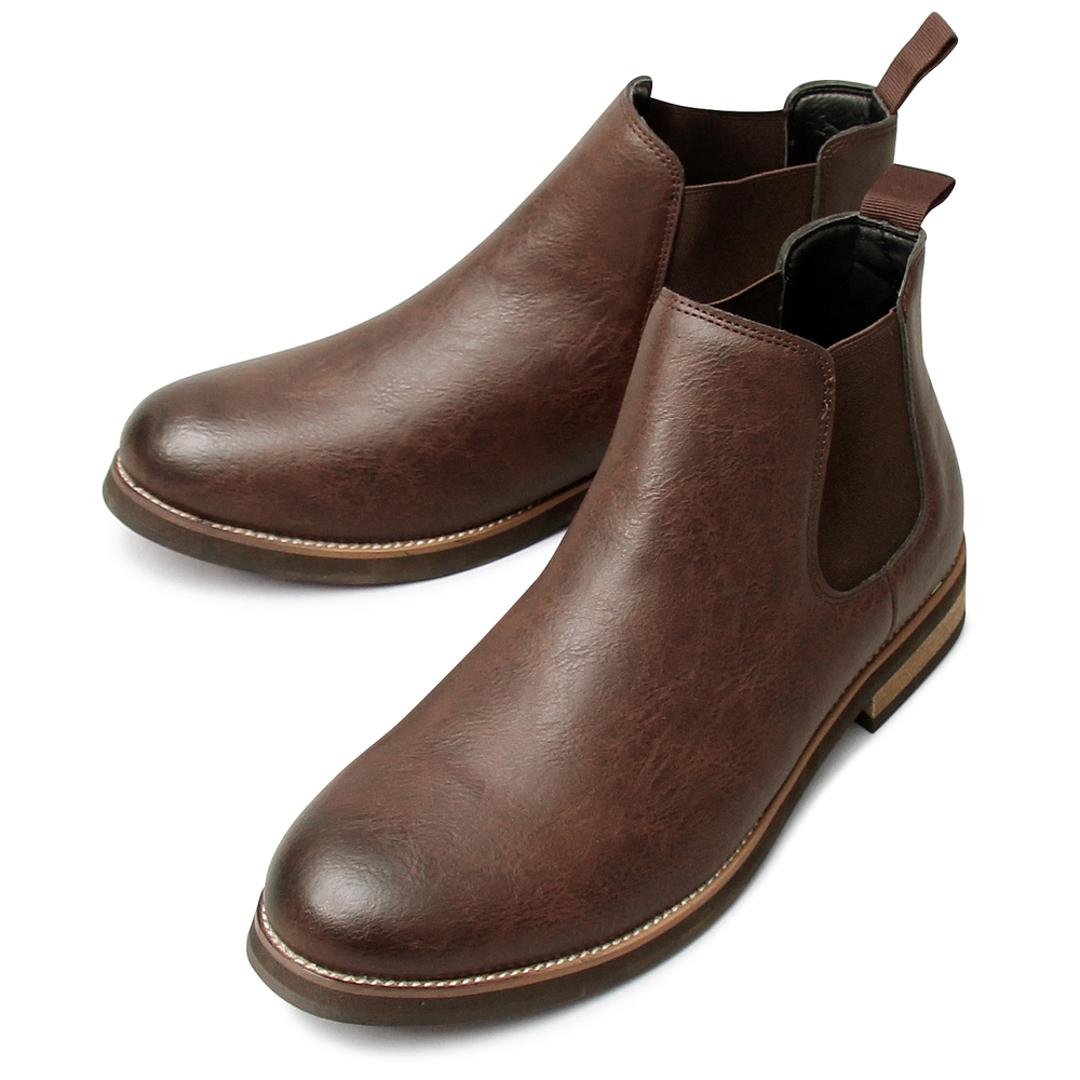 glabella グラベラ ブーツ 通販 サイドゴアブーツ チェルシーブーツ ショートブーツ 革靴 レザーブーツ サイドゴア ショート ラウンドトゥ チェルシー レザー 革 上品 カジュアル シンプル 靴 DARKBROWN 【即日発送】S(25-25.5cm)
