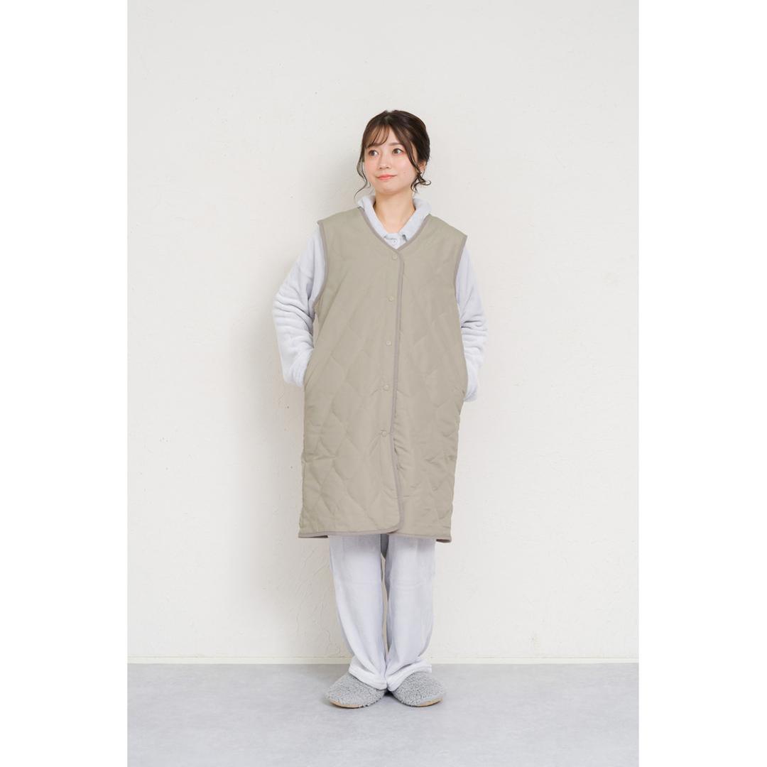 キルティングベスト レディース 通販 ジレ ロングジレ 前開き フロントボタン ノースリーブ おしゃれ ロングベスト ロング丈 撥水 はっ水 トップス かわいい カジュアル 暖かい 防寒 シンプル 無地 体型カバー きれいめ 秋冬 アウター 大人 オフィス 羽織 04.グレージュ ・