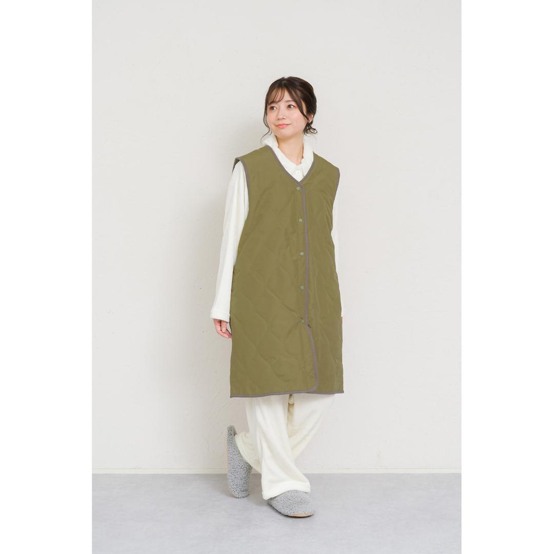キルティングベスト レディース 通販 ジレ ロングジレ 前開き フロントボタン ノースリーブ おしゃれ ロングベスト ロング丈 撥水 はっ水 トップス かわいい カジュアル 暖かい 防寒 シンプル 無地 体型カバー きれいめ 秋冬 アウター 大人 オフィス 羽織 75.カーキ ・