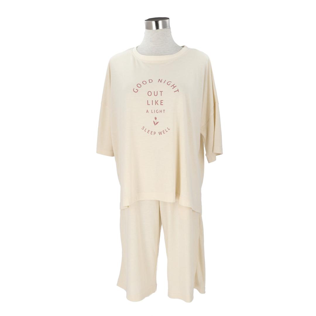 ルームウェア レディース 半袖 通販 トップス ボトムス 上下セット 涼しい 5分袖 女性 大人 シンプル 着やすい 動きやすい セットアップ おしゃれ かわいい 旅行 ナイトウェア 部屋着 After nine アフターナイン ギフト 02.アイボリー ・