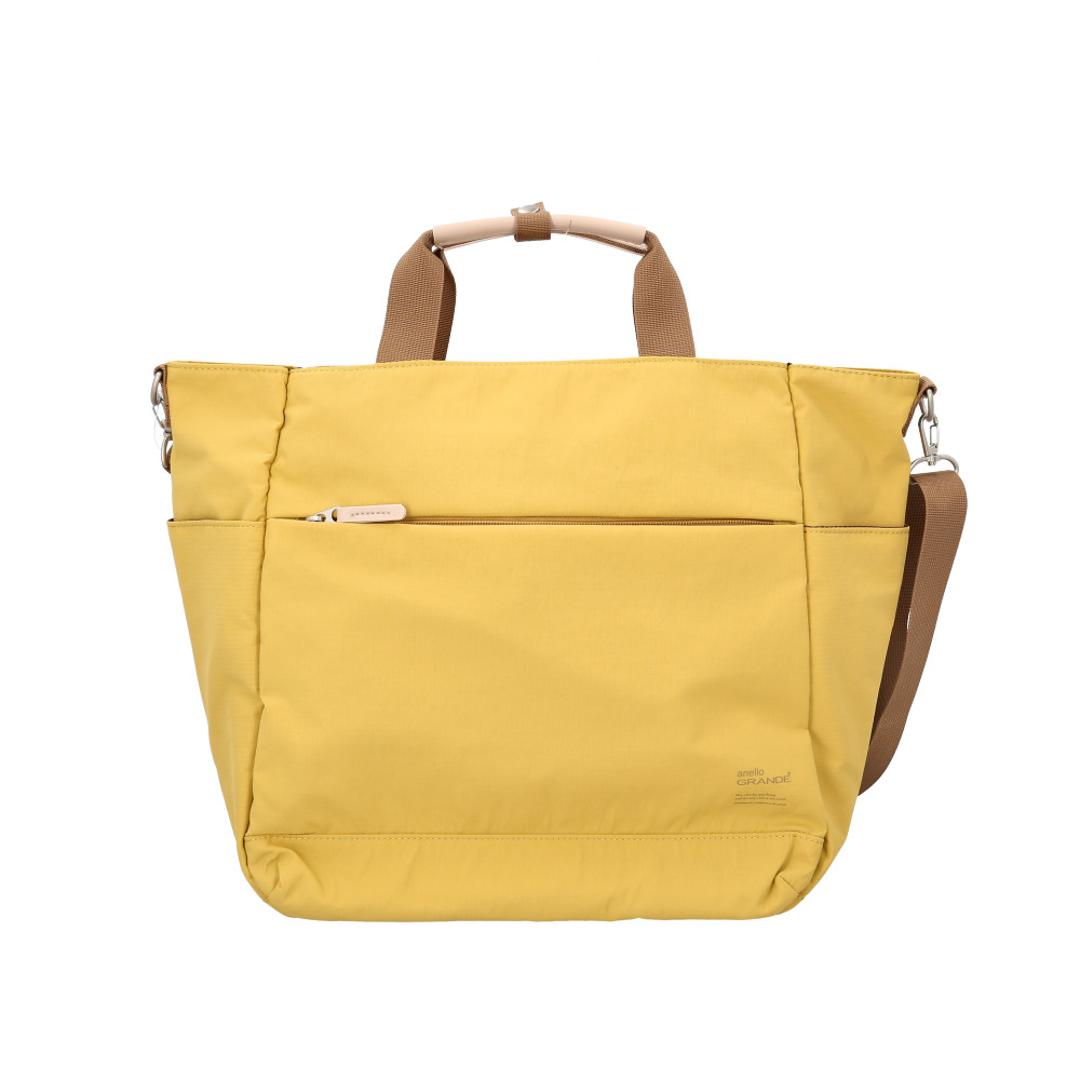 アネログランデ トートバッグ GTM0973 anello GRANDE 通販 ショルダーバッグ マザーズバッグ 2way トートバック 斜めがけバッグ 肩掛け ナイロン レディース メンズ A4 通勤 通学 撥水 10ポケット 軽量 軽い SABLE MUS.マスタード ・