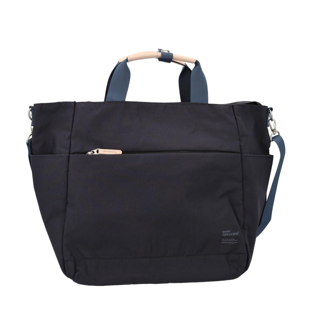 アネログランデ トートバッグ GTM0973 anello GRANDE 通販 ショルダーバッグ マザーズバッグ 2way トートバック 斜めがけバッグ 肩掛け ナイロン レディース メンズ A4 通勤 通学 撥水 10ポケット 軽量 軽い SABLE NV.ネイビー ・