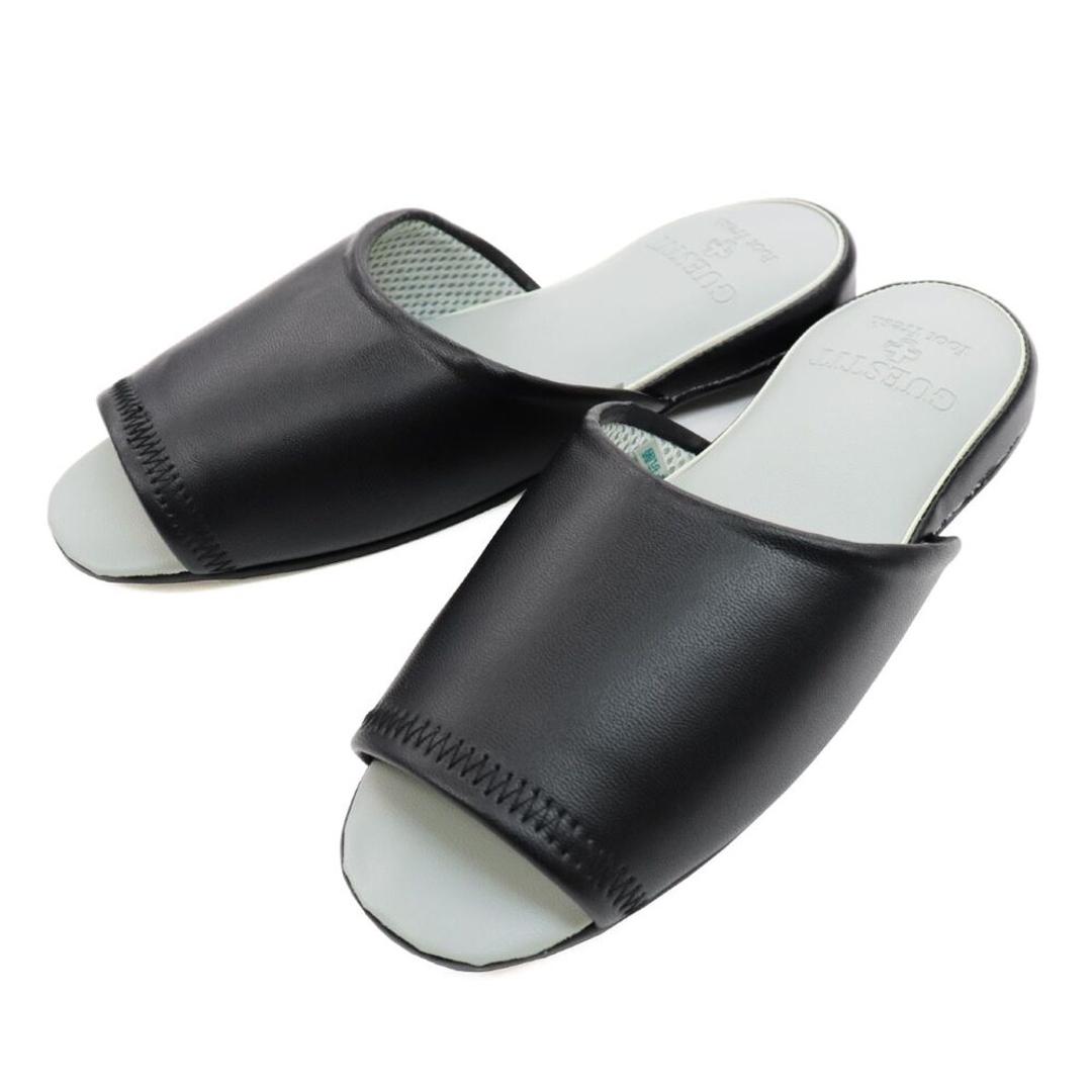 オクムラ スリッパ 抗菌 防臭 通販 ルームシューズ 前あきスリッパ 室内履き 部屋履き 室内スリッパ 室内サンダル 来客用 おしゃれ 拭ける かわいい GUEST IT ゲストイット フットフレッ臭 病院 公共施設 生活雑貨 日用品雑貨 ブラック Mサイズ