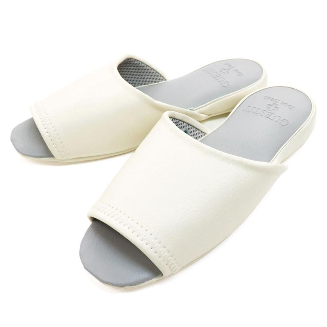 オクムラ スリッパ 抗菌 防臭 通販 ルームシューズ 前あきスリッパ 室内履き 部屋履き 室内スリッパ 室内サンダル 来客用 おしゃれ 拭ける かわいい GUEST IT ゲストイット フットフレッ臭 病院 公共施設 生活雑貨 日用品雑貨 アイボリー Mサイズ