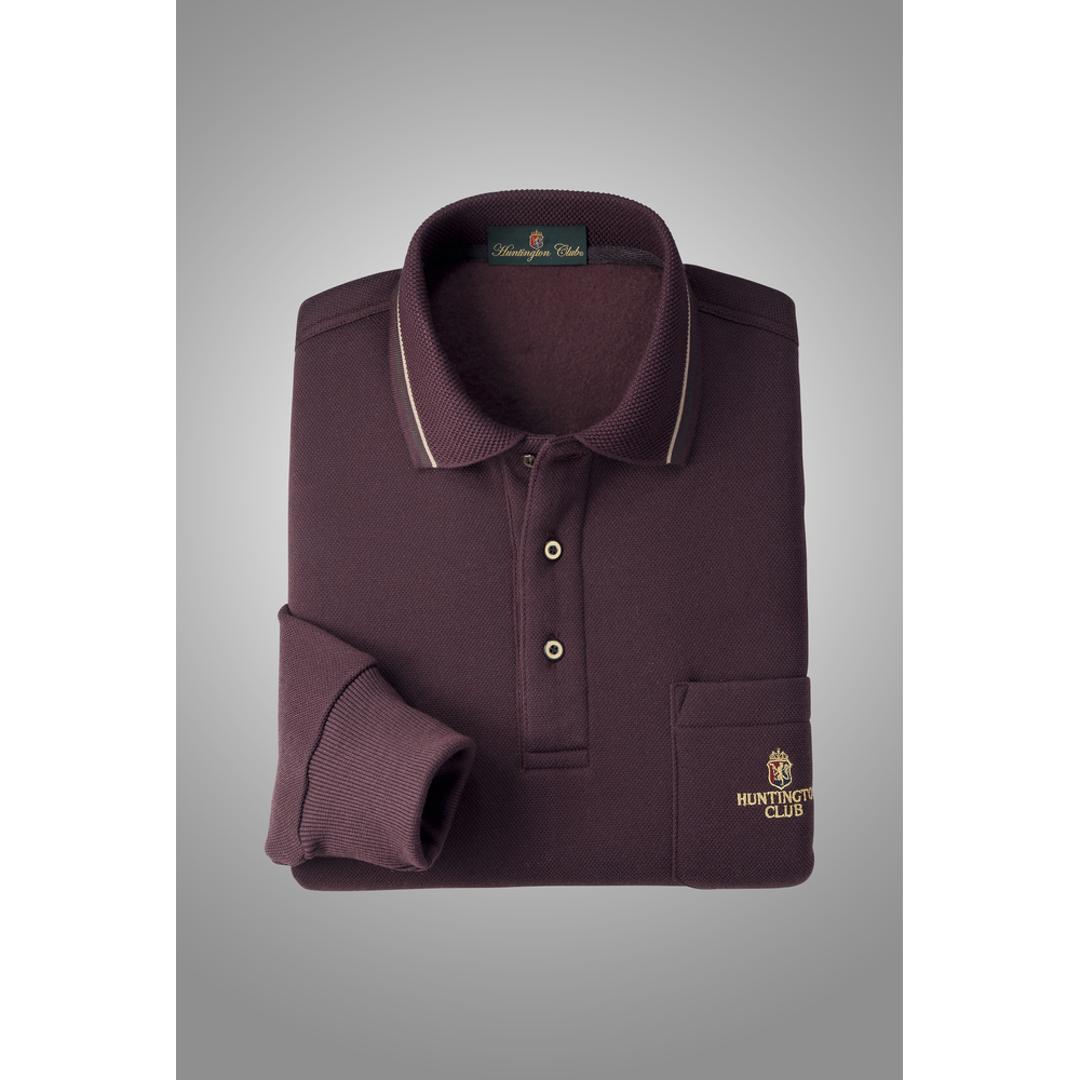 ポロシャツ 長袖 メンズ 通販 シャツ メンズシャツ トップス おしゃれ 長袖シャツ カジュアルシャツ カジュアル 長袖ポロシャツ 裏起毛 あたたかい あったか HUNTINGTON CLUB ハンティントンクラブ 胸ポケット付き シニア 紳士 オシャレ ワイン Mサイズ