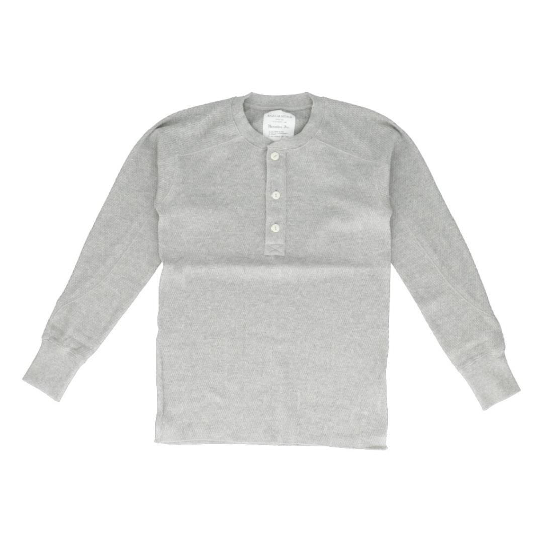 サーマル ヘンリーネック 通販 ロングTシャツ メンズ 長袖tシャツ 長袖 tシャツ カットソー HOUSTON ヒューストン トップス ワッフル 綿 コットン レディース 春 秋冬 無地 リブ アメカジ カジュアル オシャレ おしゃれ GRAY Sサイズ