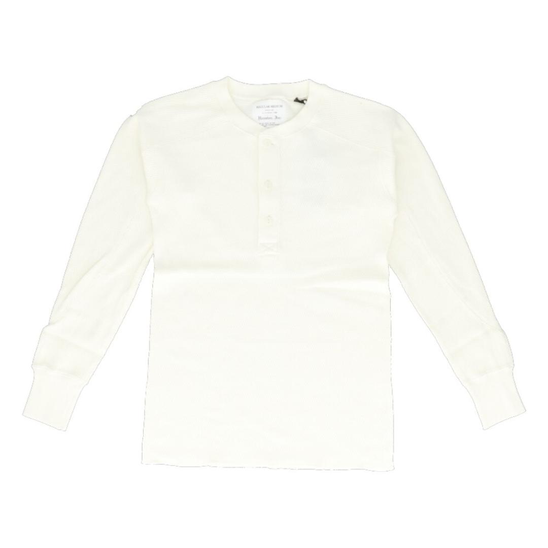 サーマル ヘンリーネック 通販 ロングTシャツ メンズ 長袖tシャツ 長袖 tシャツ カットソー HOUSTON ヒューストン トップス ワッフル 綿 コットン レディース 春 秋冬 無地 リブ アメカジ カジュアル オシャレ おしゃれ OFFWHITE Sサイズ