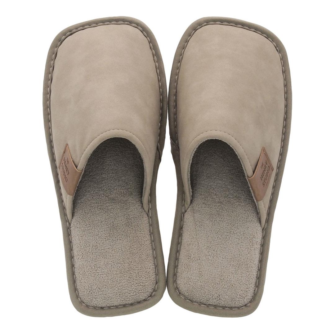 ヘンリースタジオ スリッパ 通販 ルームシューズ ルームスリッパ ルームサンダル 室内履き 部屋履き 室内スリッパ 前詰まりスリッパ スクエアトゥスリッパ 室内用 来客用 HENRY STUDIO フェイクレザー おしゃれ シンプル 無地 かわいい オシャレ ベージュ M(約22-24cm)