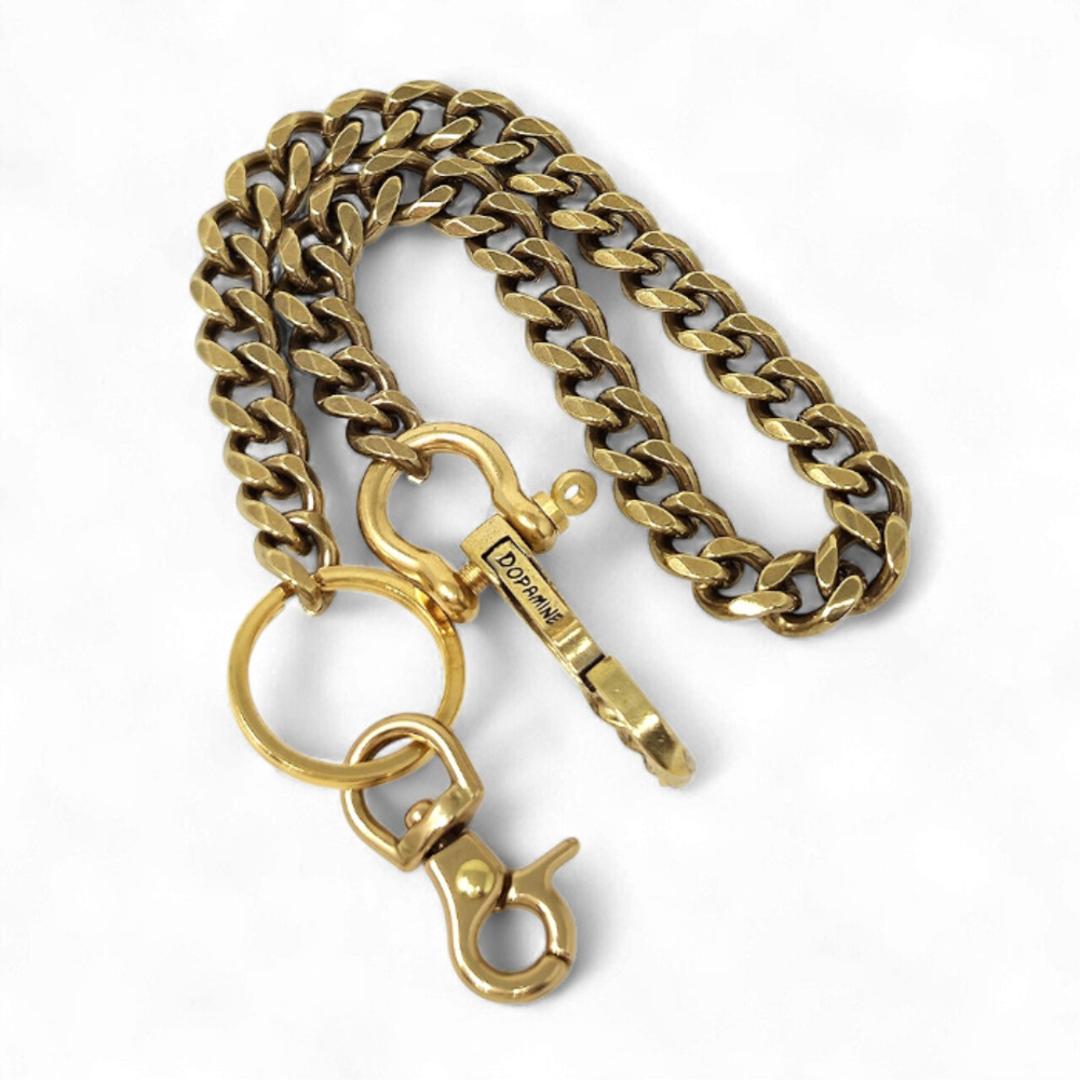 ウォレットチェーン 真鍮 通販 キーフック 真鍮ウォレットチェーン ベルトループ キーリング アクセサリー かっこいい シンプル アクセント カジュアルファッション ストリートスタイル チェーン カジュアル ファッションアイテム プレゼント ギフト GOLD ・