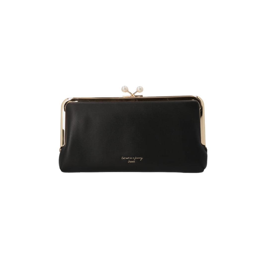 jouet ジョエット 財布 J7612 通販 がま口長財布 がま口 レディース 長財布 合皮 フェイクレザー おしゃれ コンパクト サイフ かわいい 可愛い 女性 ロングウォレット 大容量 大きめ 小銭入れ がま口財布 札入れ ブラック ・