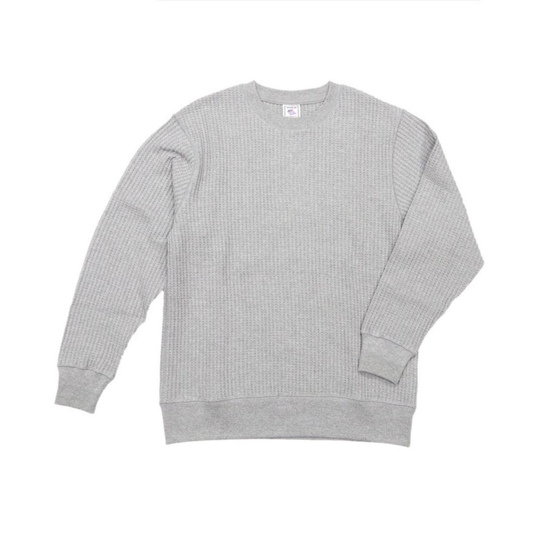 JEMORGAN サーマル JB001-52C 通販 ワッフル ロンT ビッグワッフル クルーネック ジェーイーモーガン 長袖tシャツ 無地 シンプル ブランド メンズ ワッフル生地 カジュアル アメカジ カットソー トップス メンズファッション 杢グレー 【即日発送】Lサイズ
