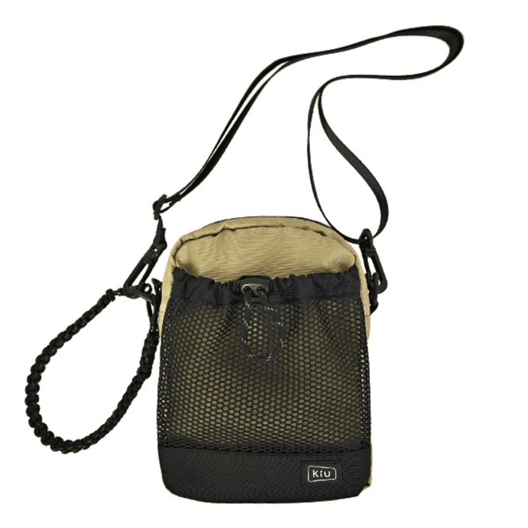 kiu キウ ショルダー k373 ミニ 通販 ミニショルダー ショルダーバッグ ショルダーバック 肩掛け ななめ掛け 斜めかけ パラコード付き メッシュ ポケット 開けやすい シンプル カジュアル KiU メンズ レディース 男女兼用 ユニセックス アウトドア 911.ベージュ ・