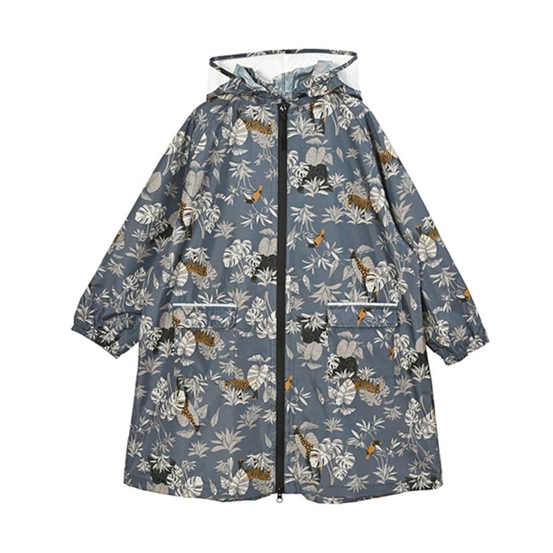 kiu キウ レインコート キッズ 通販 キッズポンチョ ポンチョ カッパ 雨合羽 ランドセル対応 男の子 女の子 子供用 フルジップ はっ水 撥水 使いやすくい フード 透明窓付き ポケット リフレクター 袖口ゴム 収納袋 子ども用 こども 子供 子ども 517.サファリアニマル Mサイズ