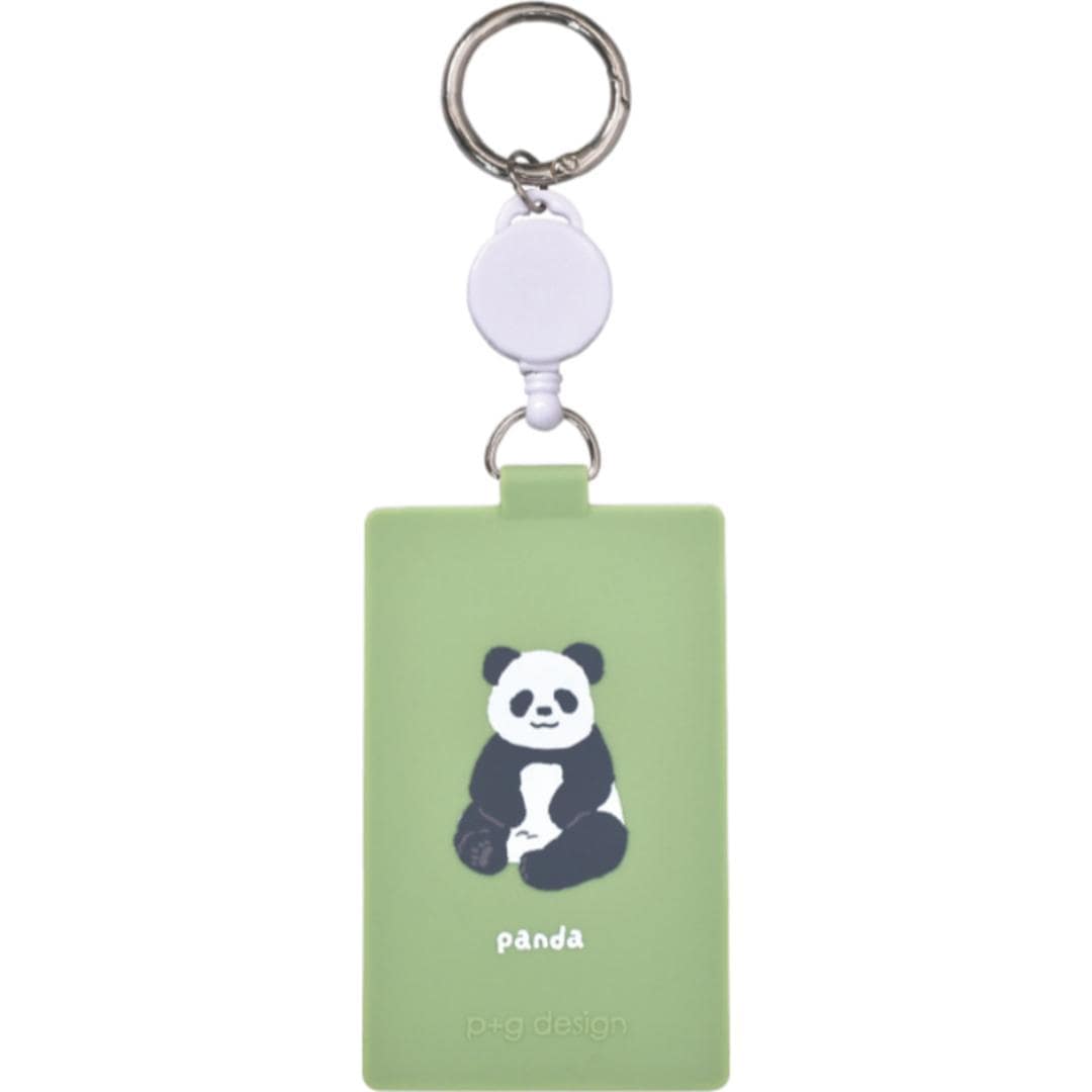 パスケース リール付き 通販 カードケース 定期入れ ICカードケース 定期ケース カラビナ付き シリコンパスケース リールコード付き 水洗い可 かわいい おしゃれ 通勤 通学 レディース 大人 洗える 高校生 小学生 社員証 贈り物 ギフト パンダ ・