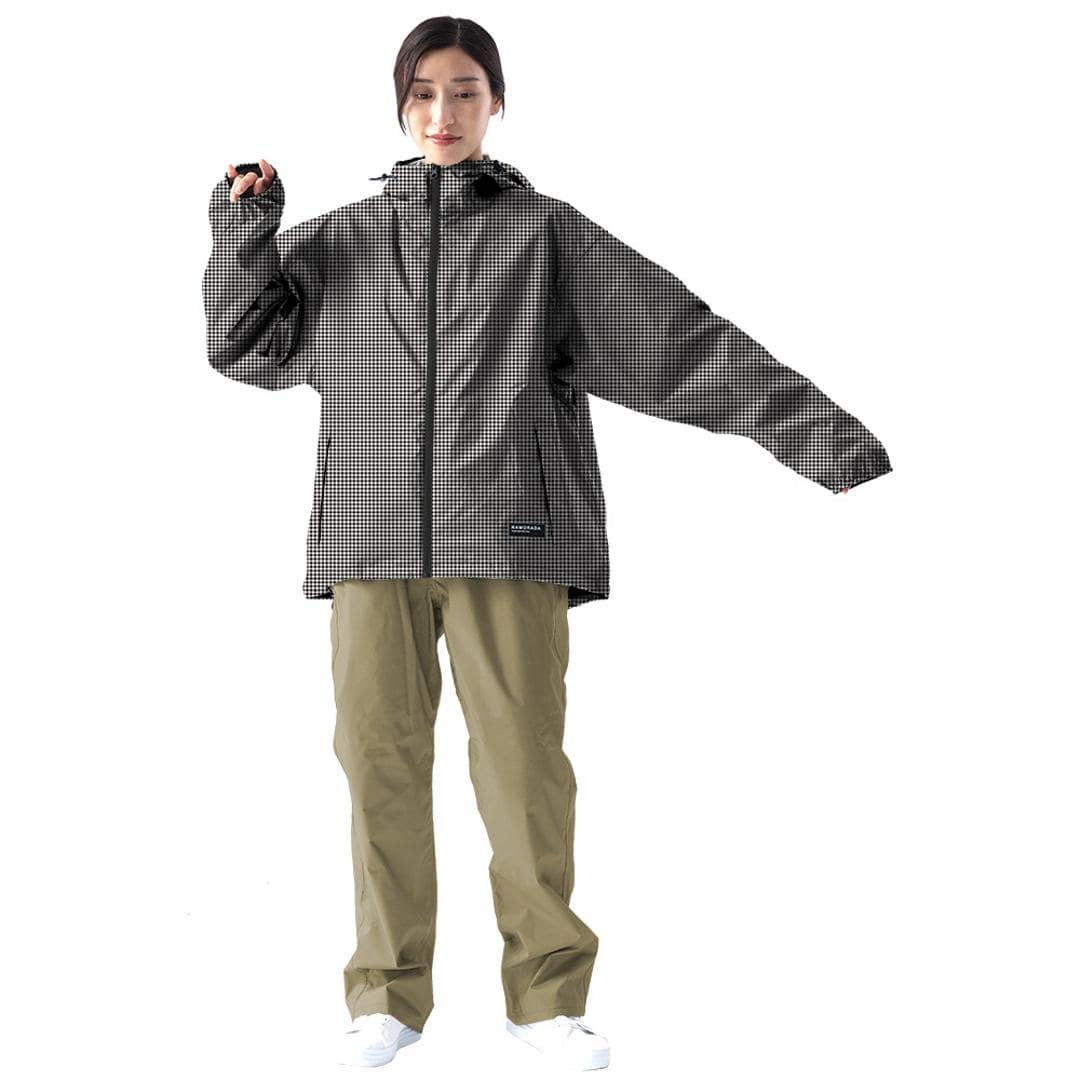 kajimeiku カジメイク レインスーツ レインウェア レディース 通販 レインコート 雨具 レインジャケット 自転車 自転車用 普段使い 裏メッシュ ゆったり シンプル 女性用 NAMORADA 7481 ナモラダ フェミニンIII かわいい おしゃれ 千鳥 【即日発送】Sサイズ