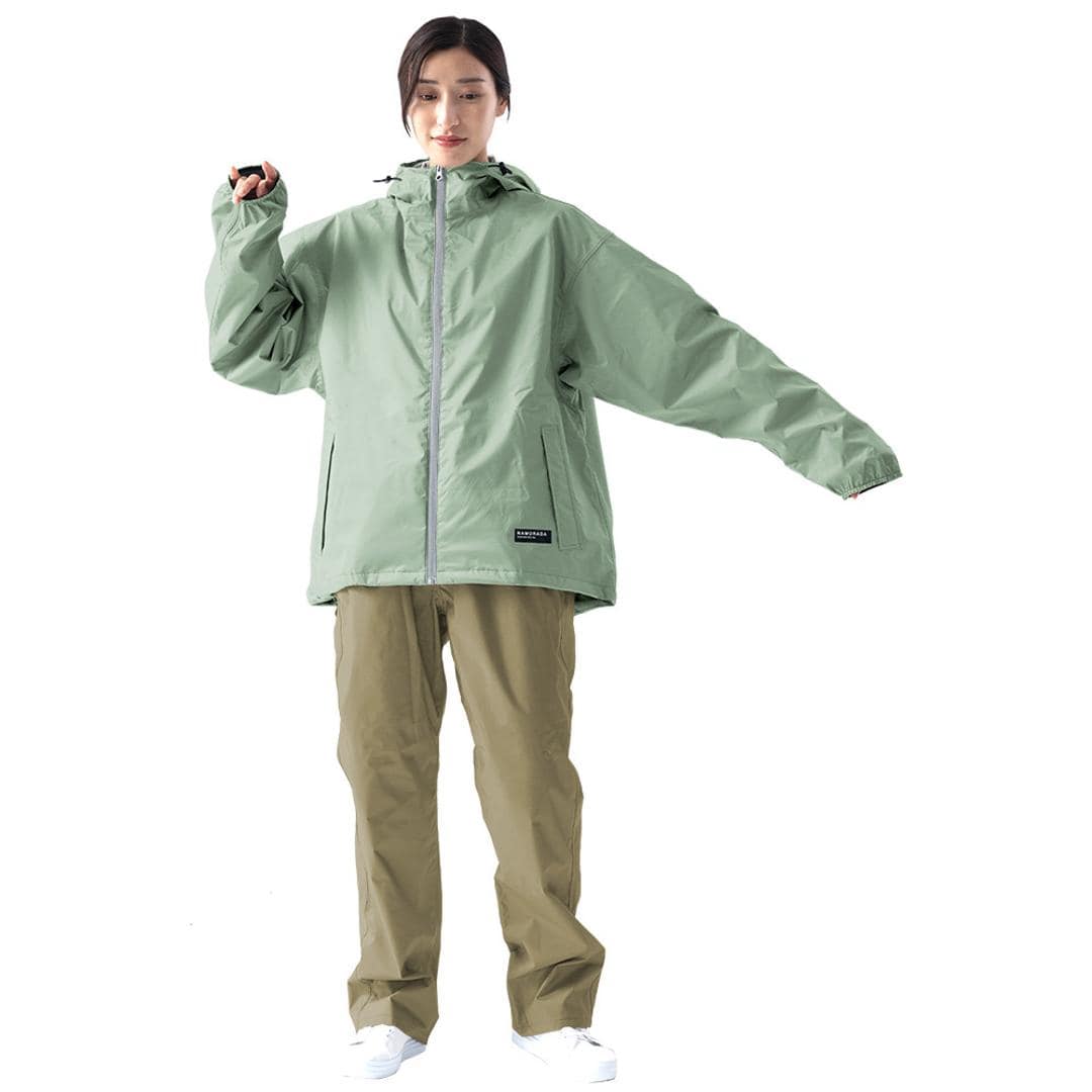 kajimeiku カジメイク レインスーツ レインウェア レディース 通販 レインコート 雨具 レインジャケット 自転車 自転車用 普段使い 裏メッシュ ゆったり シンプル 女性用 NAMORADA 7481 ナモラダ フェミニンIII かわいい おしゃれ グリーン 【即日発送】Sサイズ