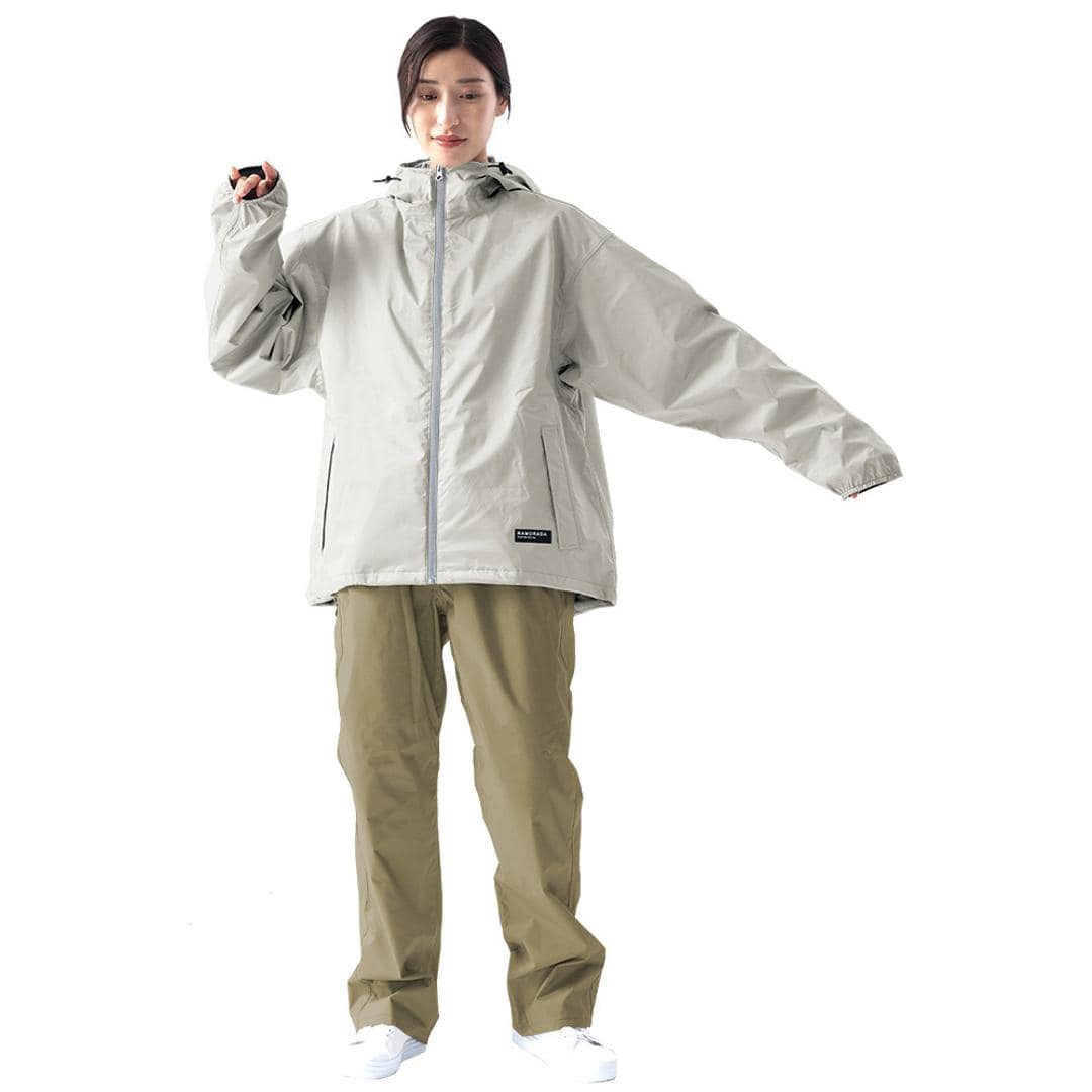 kajimeiku カジメイク レインスーツ レインウェア レディース 通販 レインコート 雨具 レインジャケット 自転車 自転車用 普段使い 裏メッシュ ゆったり シンプル 女性用 NAMORADA 7481 ナモラダ フェミニンIII かわいい おしゃれ オフホワイト 【即日発送】Sサイズ