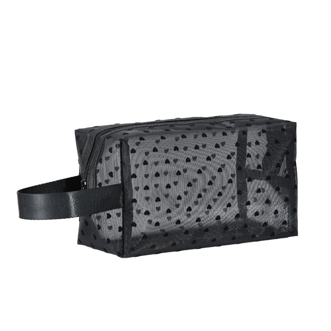 メッシュ ポーチ 通販 コスメケース ミニポーチ コスメポーチ メイクポーチ 収納ポーチメッシュポーチ バッグインバック コスメ入れ 小物入れ マルチポーチ シースルー ナイロン コスメ 小物 トラベル 旅行 出張 ブラック×ブラック ・