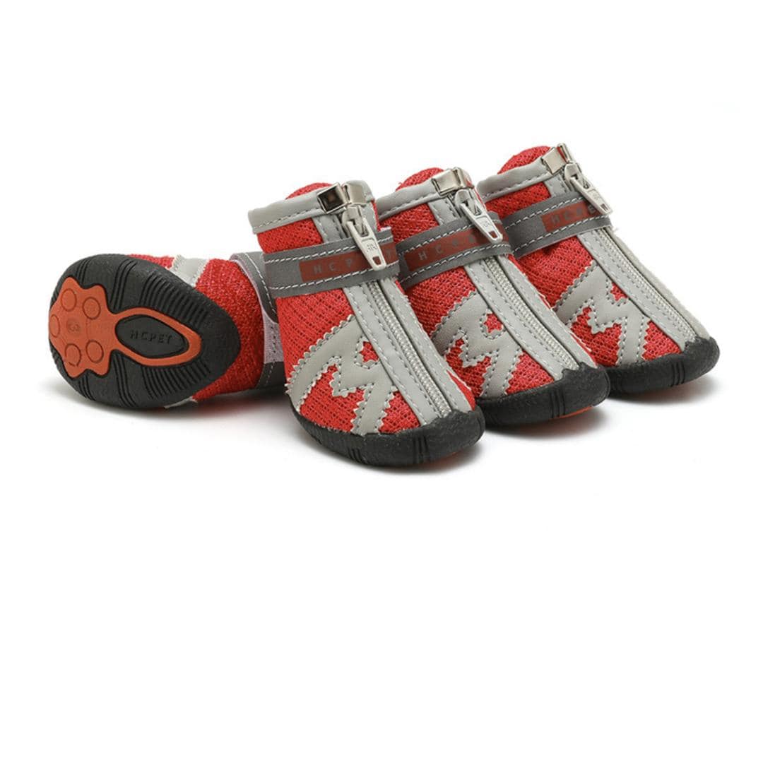 犬 靴 通販 くつ 脱げない 肉球ケア 大型犬 中型犬 小型犬 簡単装着 シニア犬 おしゃれ メッシュ 散歩 用 撥水 はっ水 犬用 いぬ ペット グッズ ペット用品 レッド2×メッシュタイプ 【即日発送】#1