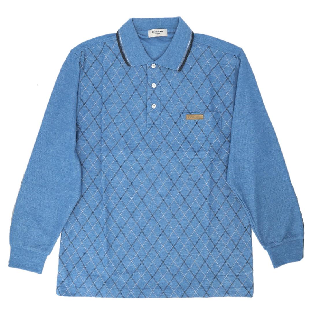 ポロシャツ メンズ 長袖 通販 鹿の子ポロシャツ 長袖ポロシャツ 通気性 肌触りがいい 快適 カジュアル シンプル 柔らかい 動きやすい 男性 紳士 胸ポケット おしゃれ メンズファッション 春 秋 通勤 KEN GROVE ギフト 贈り物 33SAXE Mサイズ