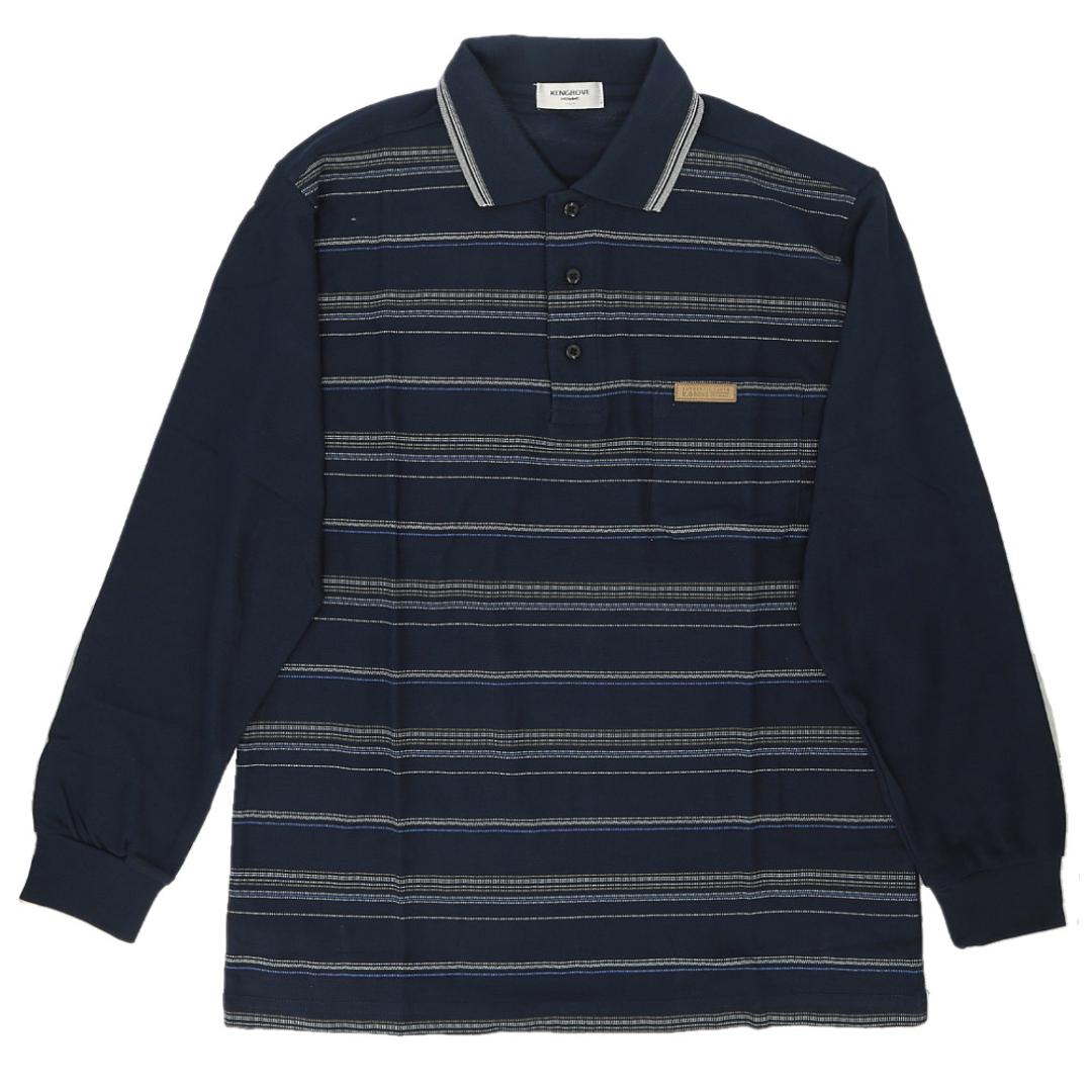 ポロシャツ メンズ 長袖 通販 鹿の子ポロシャツ 長袖ポロシャツ 通気性 肌触りがいい 快適 カジュアル シンプル 柔らかい 動きやすい 男性 紳士 胸ポケット おしゃれ メンズファッション 春 秋 通勤 KEN GROVE ギフト 贈り物 30NAVY Mサイズ