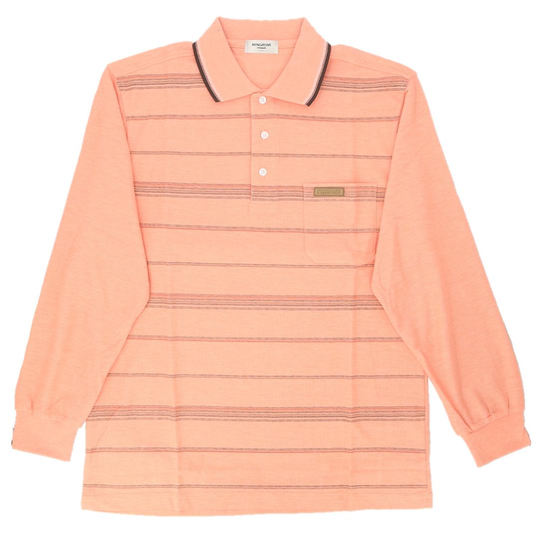 ポロシャツ メンズ 長袖 通販 鹿の子ポロシャツ 長袖ポロシャツ 通気性 肌触りがいい 快適 カジュアル シンプル 柔らかい 動きやすい 男性 紳士 胸ポケット おしゃれ メンズファッション 春 秋 通勤 KEN GROVE ギフト 贈り物 30ORANGE LLサイズ