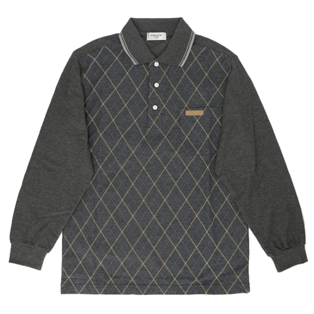 ポロシャツ メンズ 長袖 通販 鹿の子ポロシャツ 長袖ポロシャツ 通気性 肌触りがいい 快適 カジュアル シンプル 柔らかい 動きやすい 男性 紳士 胸ポケット おしゃれ メンズファッション 春 秋 通勤 KEN GROVE ギフト 贈り物 33TOP/CHARCOAL Mサイズ