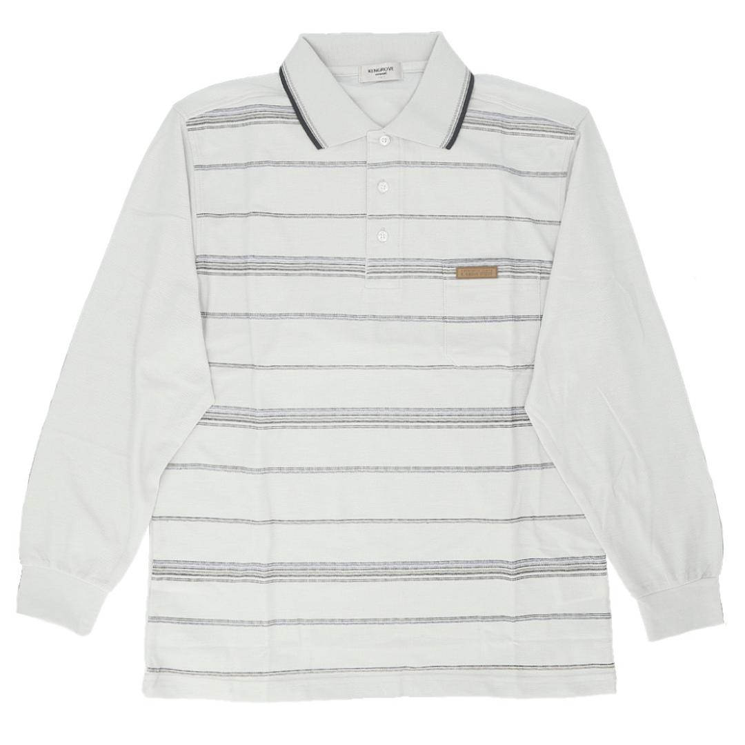 ポロシャツ メンズ 長袖 通販 鹿の子ポロシャツ 長袖ポロシャツ 通気性 肌触りがいい 快適 カジュアル シンプル 柔らかい 動きやすい 男性 紳士 胸ポケット おしゃれ メンズファッション 春 秋 通勤 KEN GROVE ギフト 贈り物 30silver Mサイズ